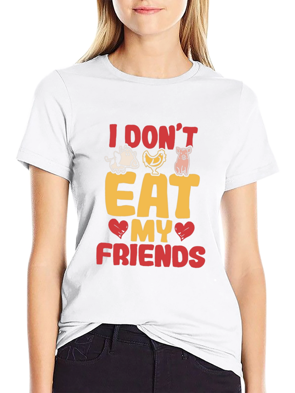 Vegan I Dont Eat My Friends Black Graphic T-Shirt