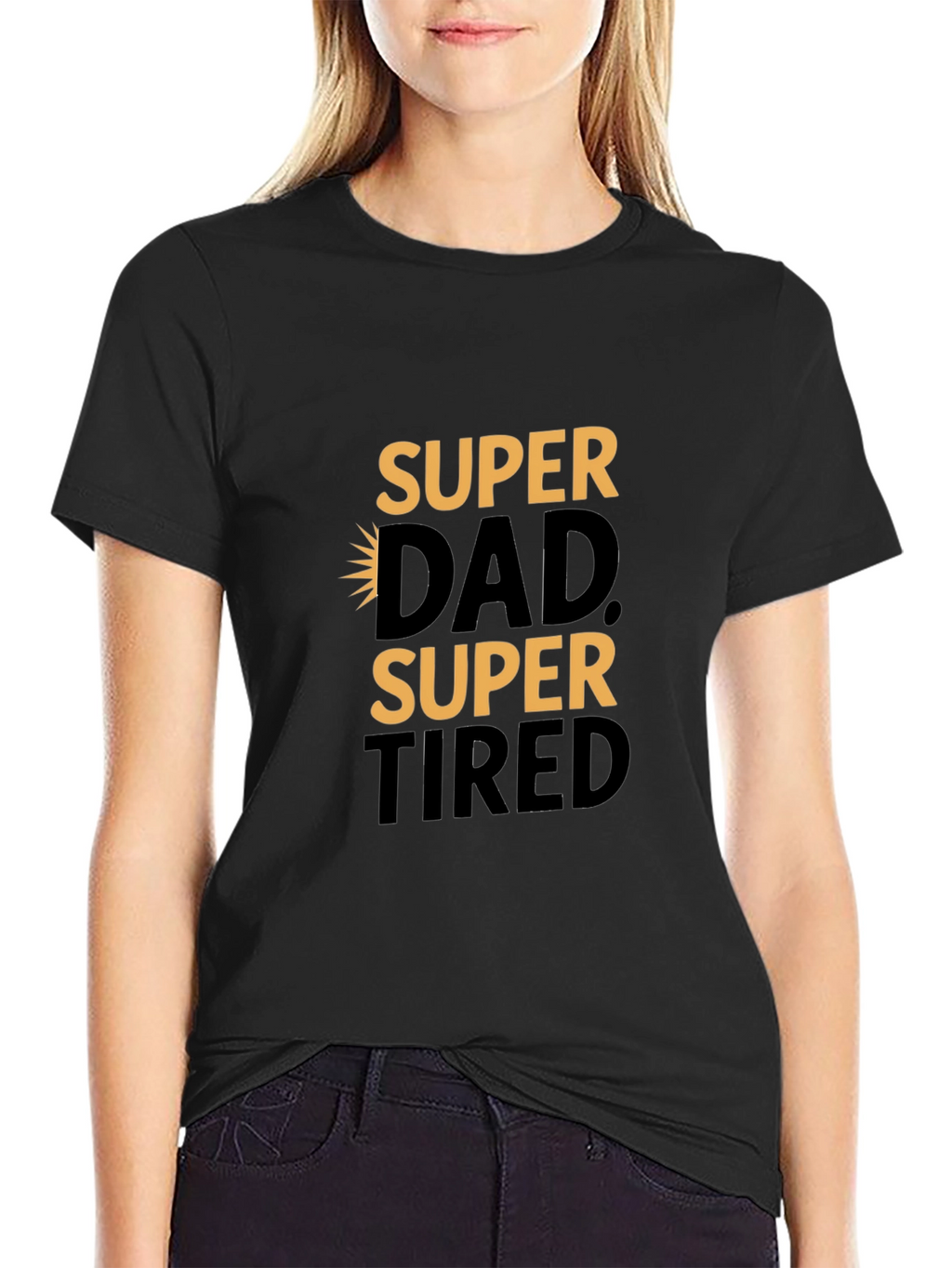 Super Dad Super Tired Black Graphic Tee