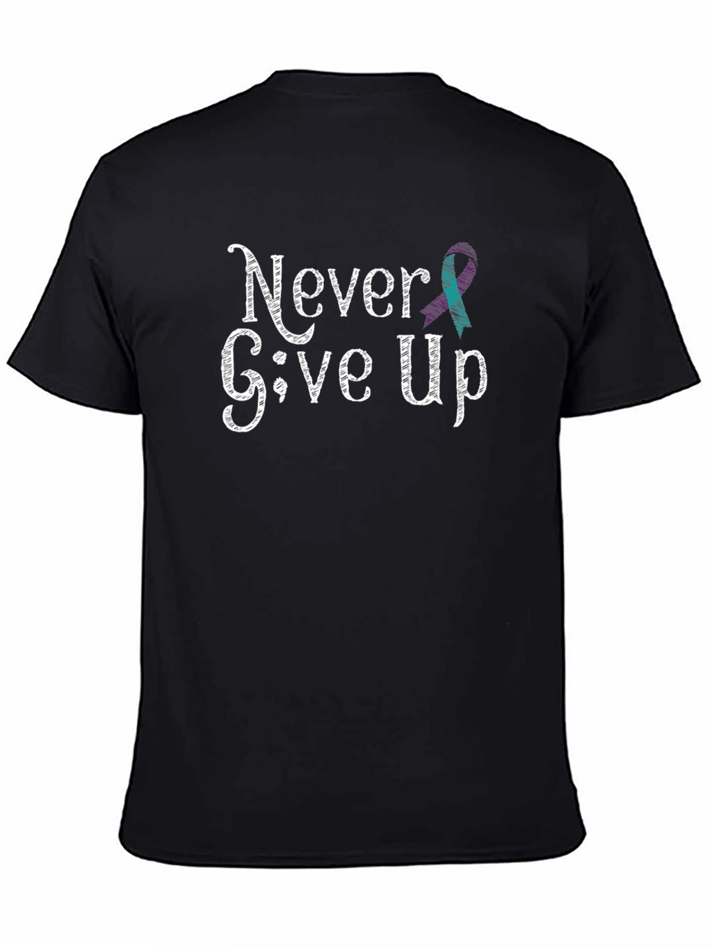 Never Give Up T-Shirt: Teal Ribbon Design