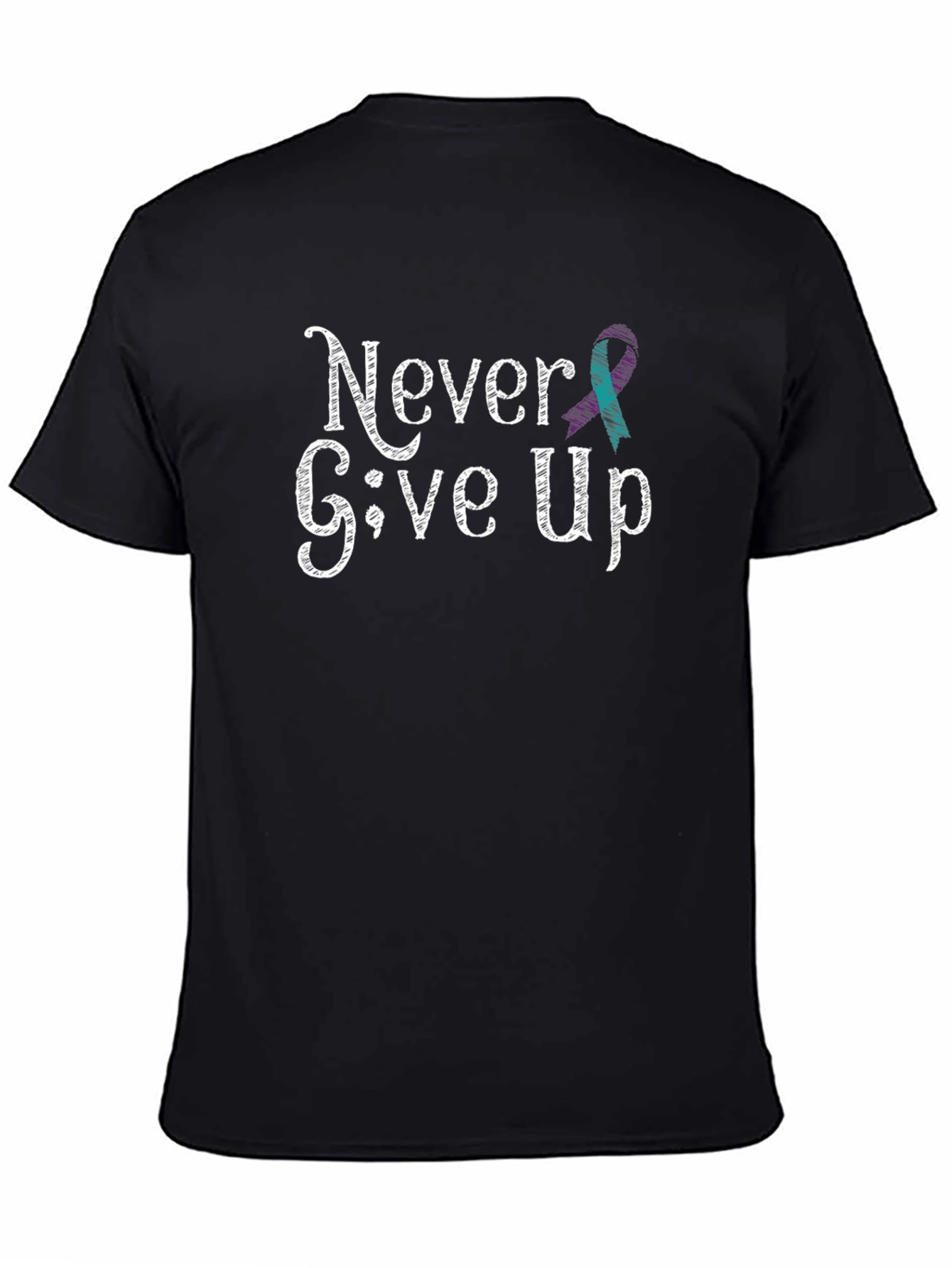 Never Give Up T-Shirt: Teal Ribbon Design