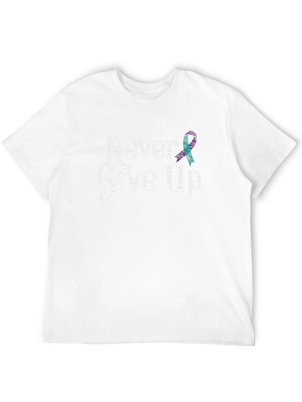 Never Give Up T-Shirt: Teal Ribbon Design