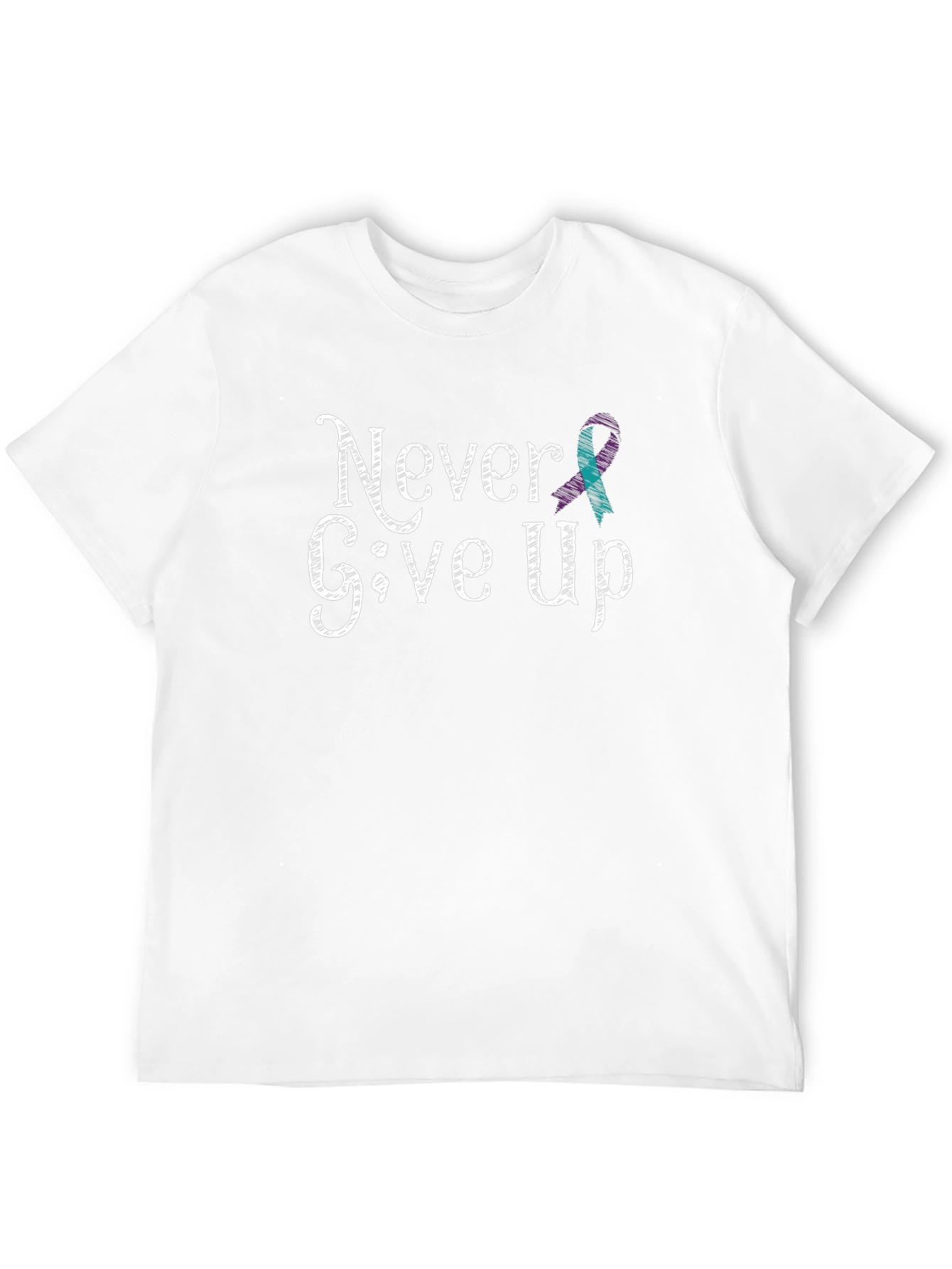 Never Give Up T-Shirt: Teal Ribbon Design