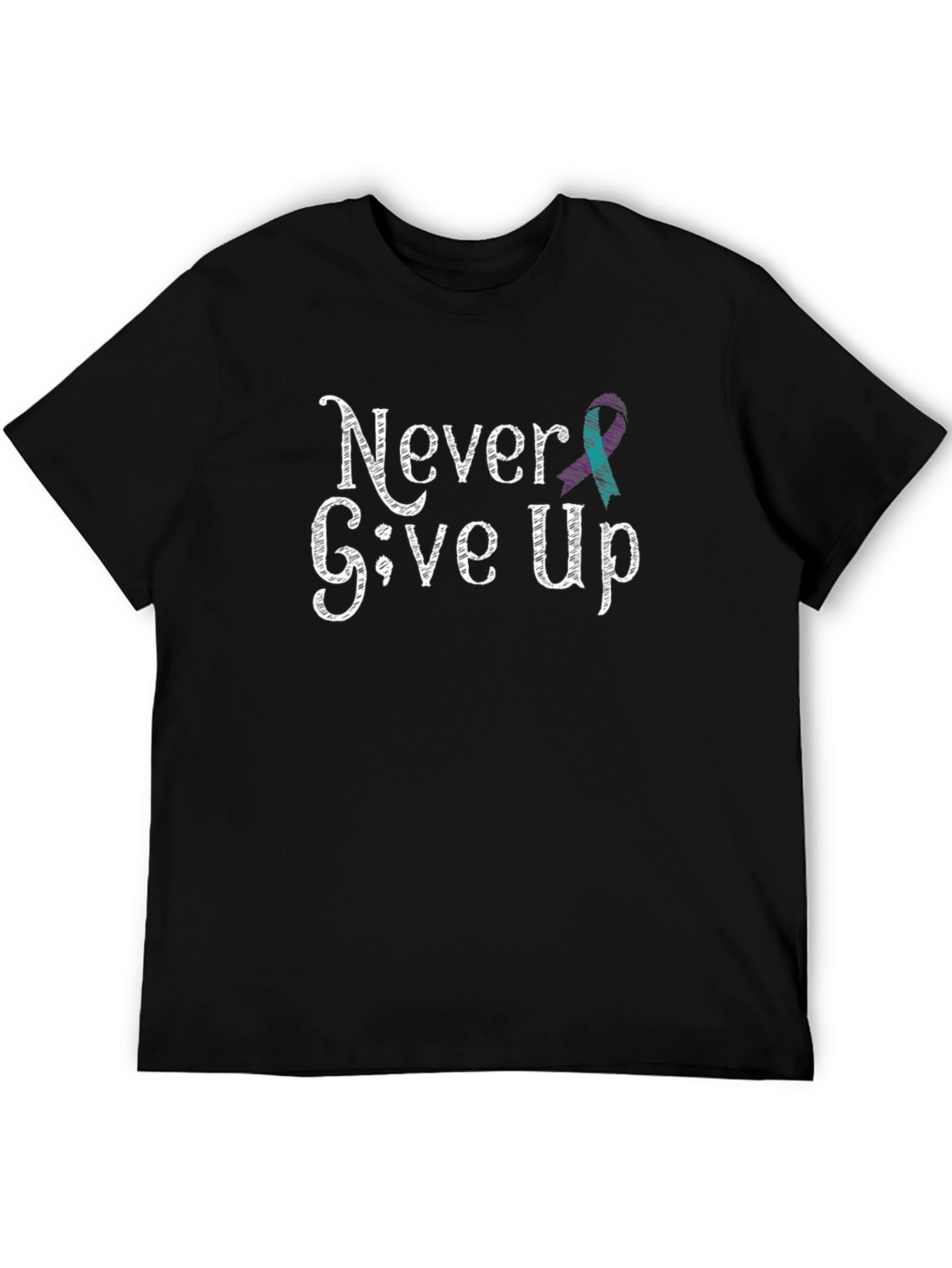 Never Give Up T-Shirt: Teal Ribbon Design