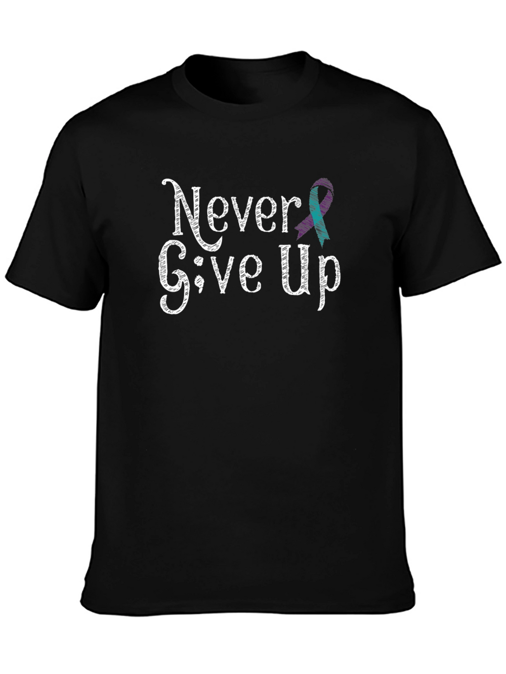 Never Give Up T-Shirt: Teal Ribbon Design