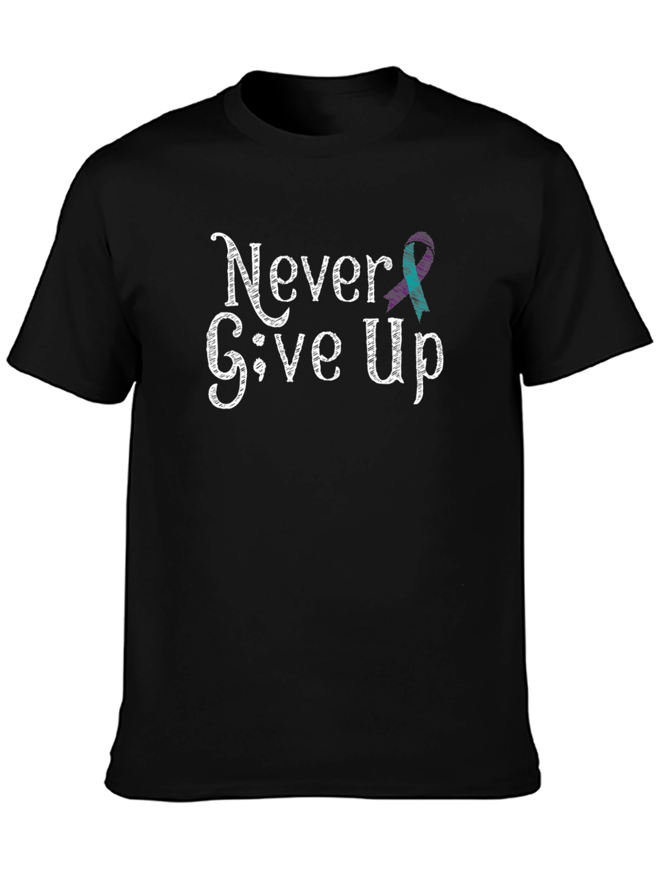 Never Give Up T-Shirt: Teal Ribbon Design