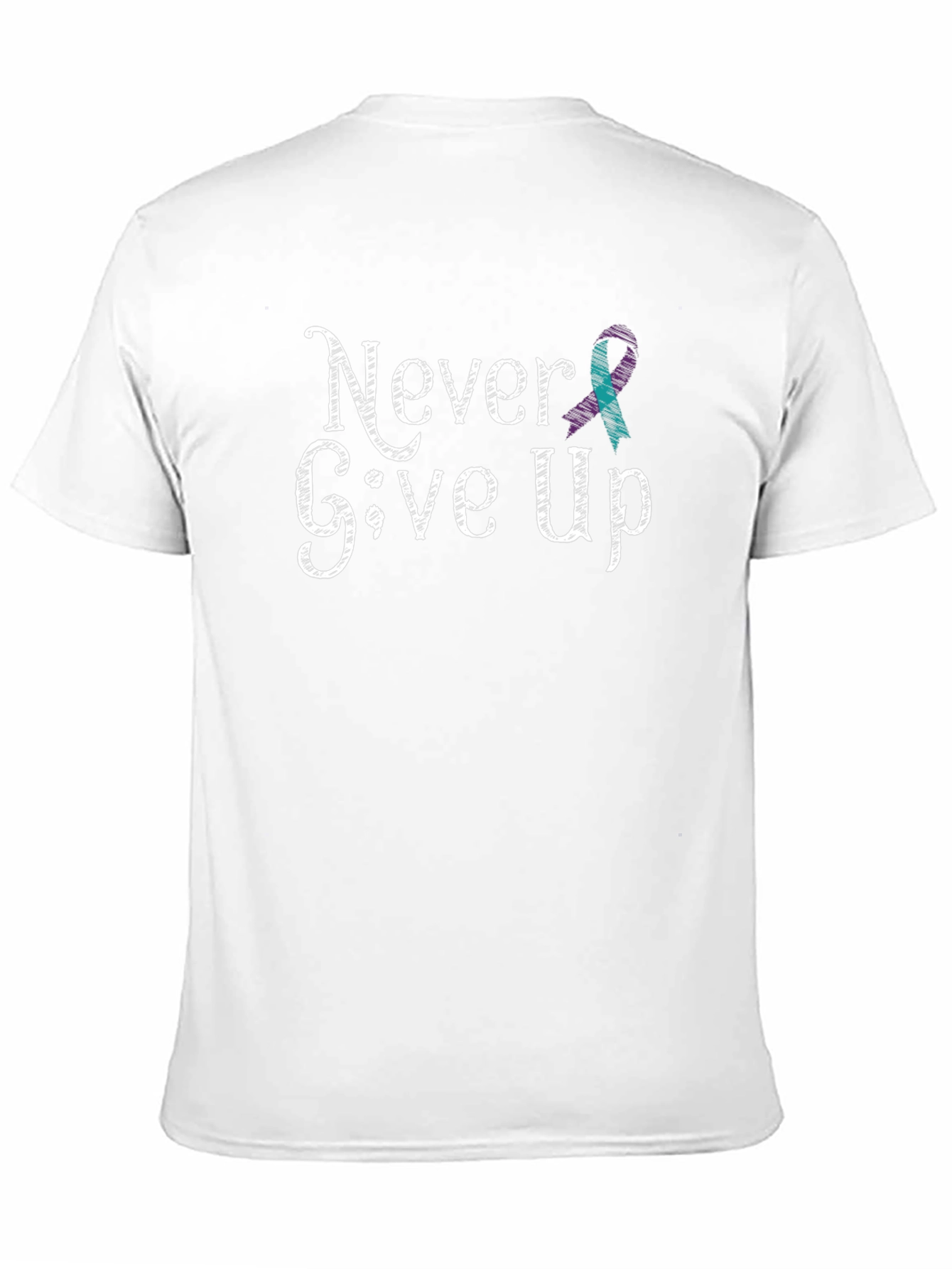 Never Give Up T-Shirt: Teal Ribbon Design