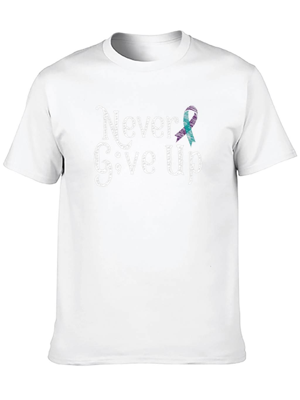 Never Give Up T-Shirt: Teal Ribbon Design