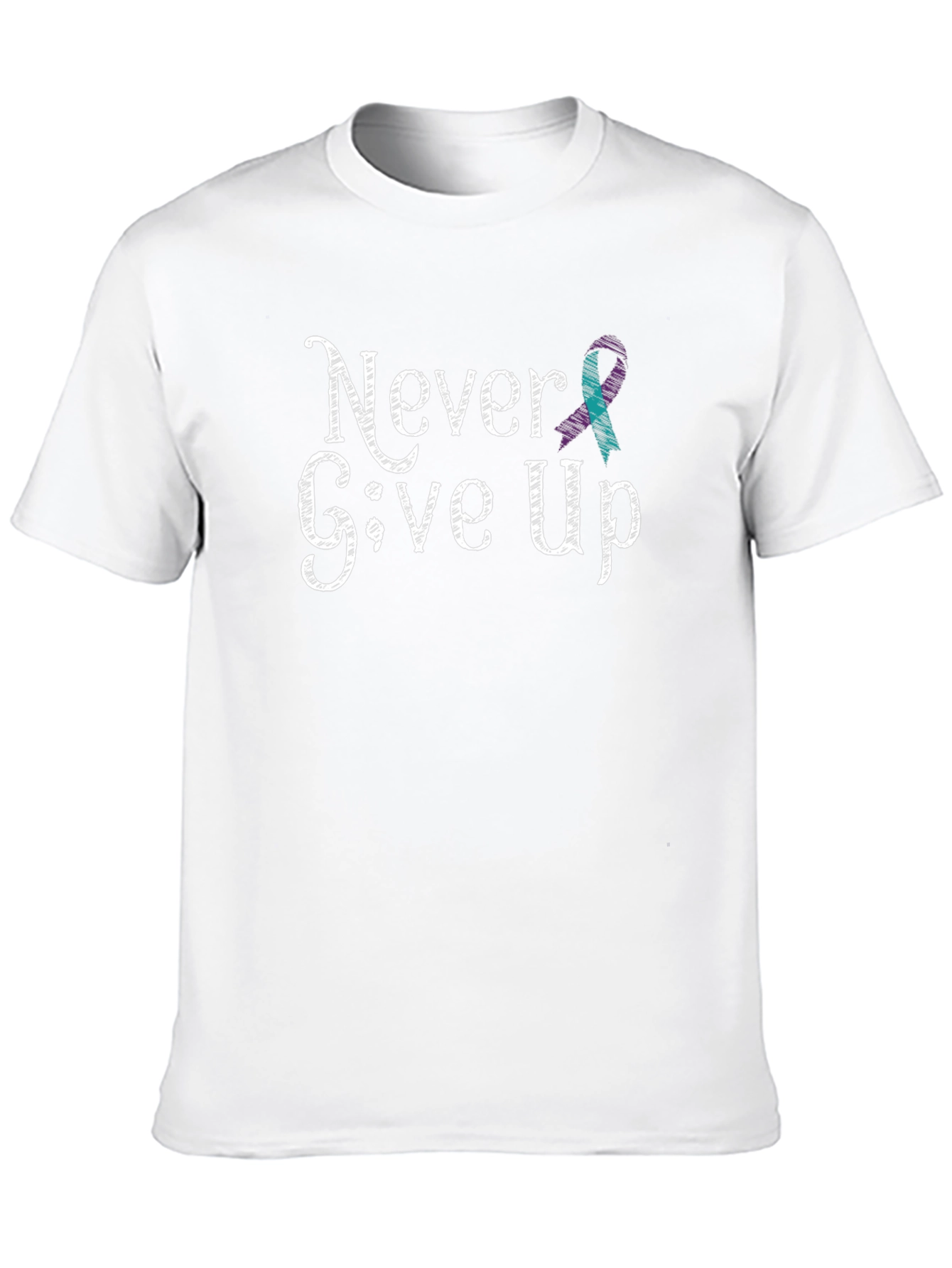 Never Give Up T-Shirt: Teal Ribbon Design