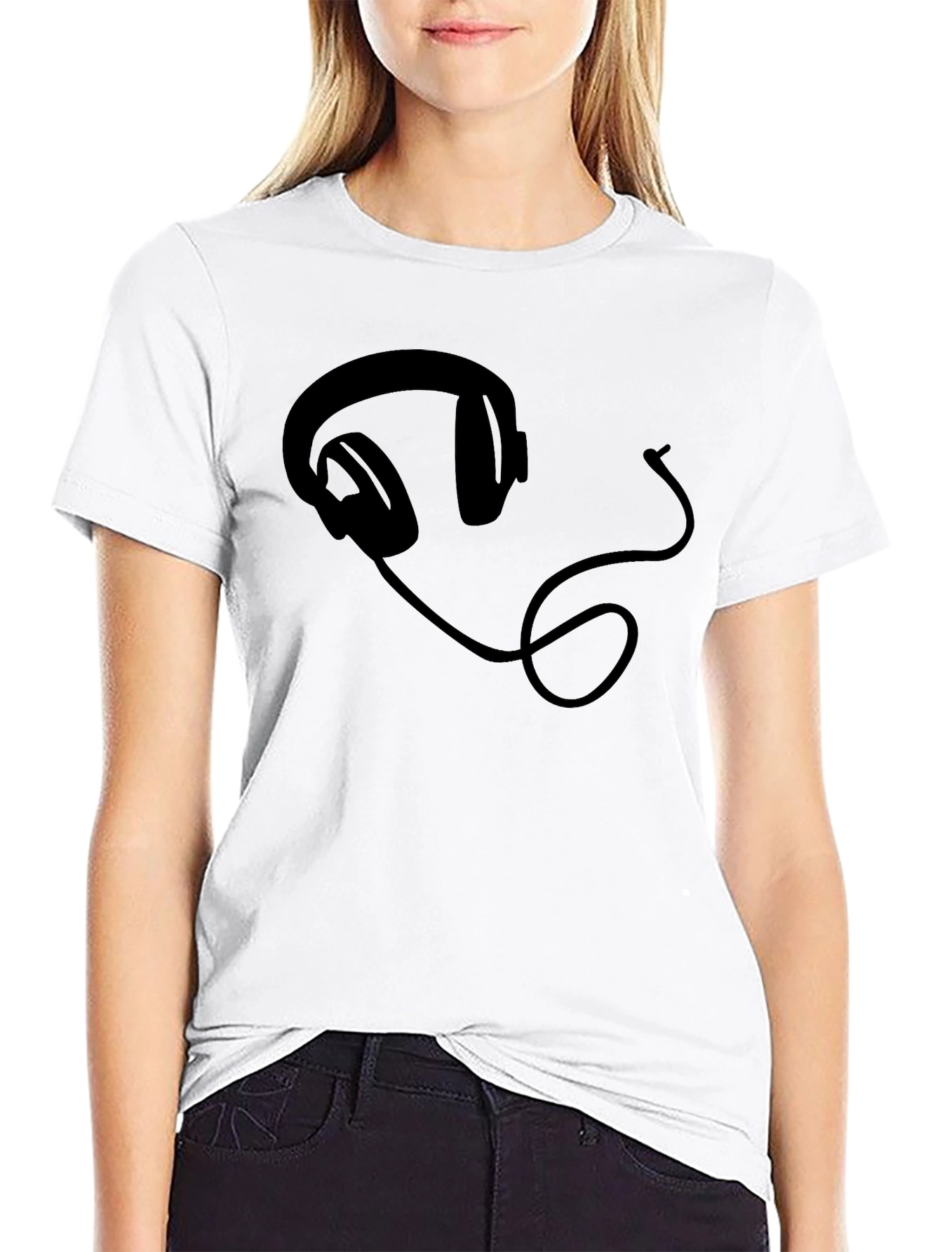 Headphone Graphic Tee - Black