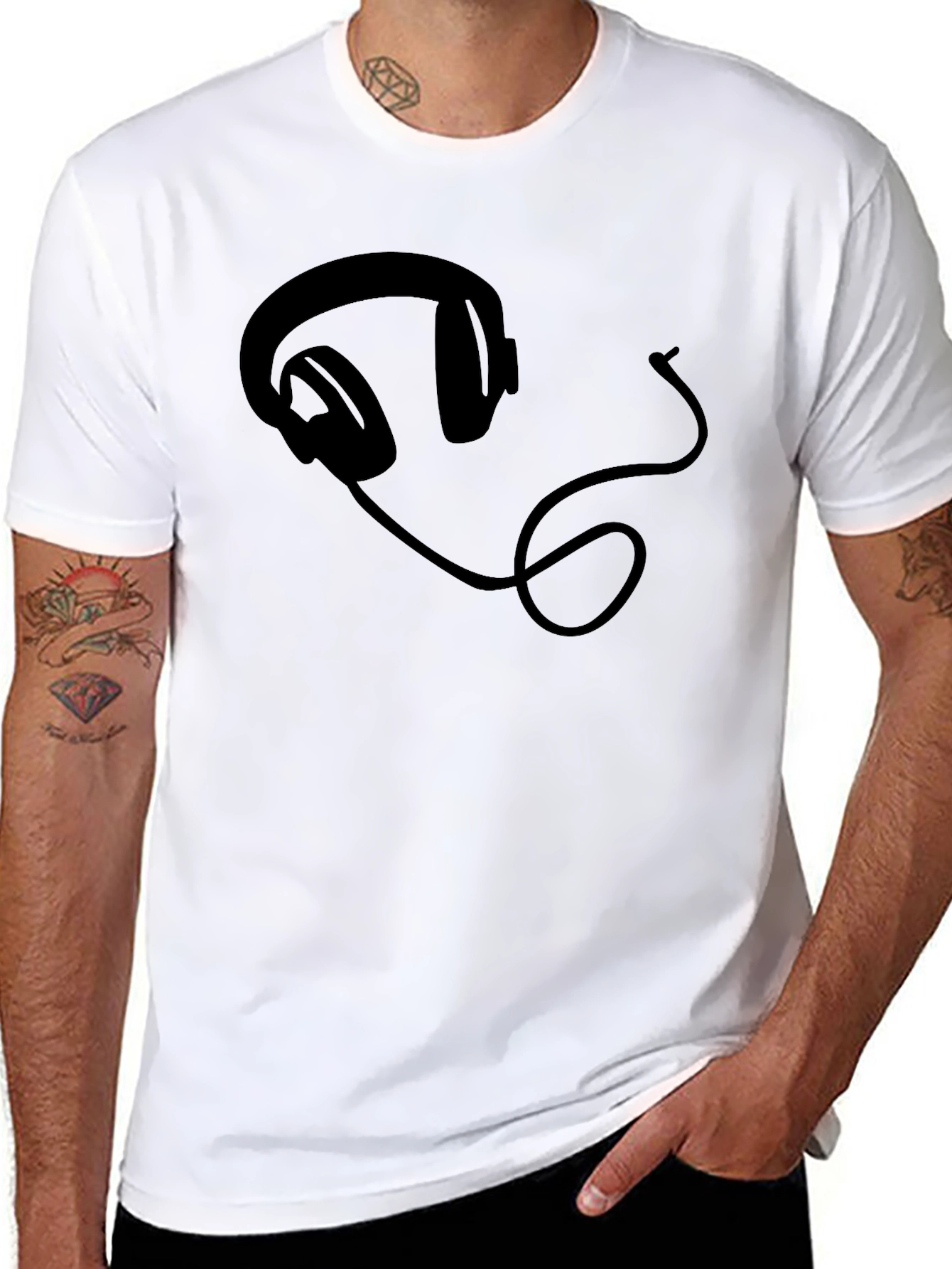 Headphone Graphic Tee - Black