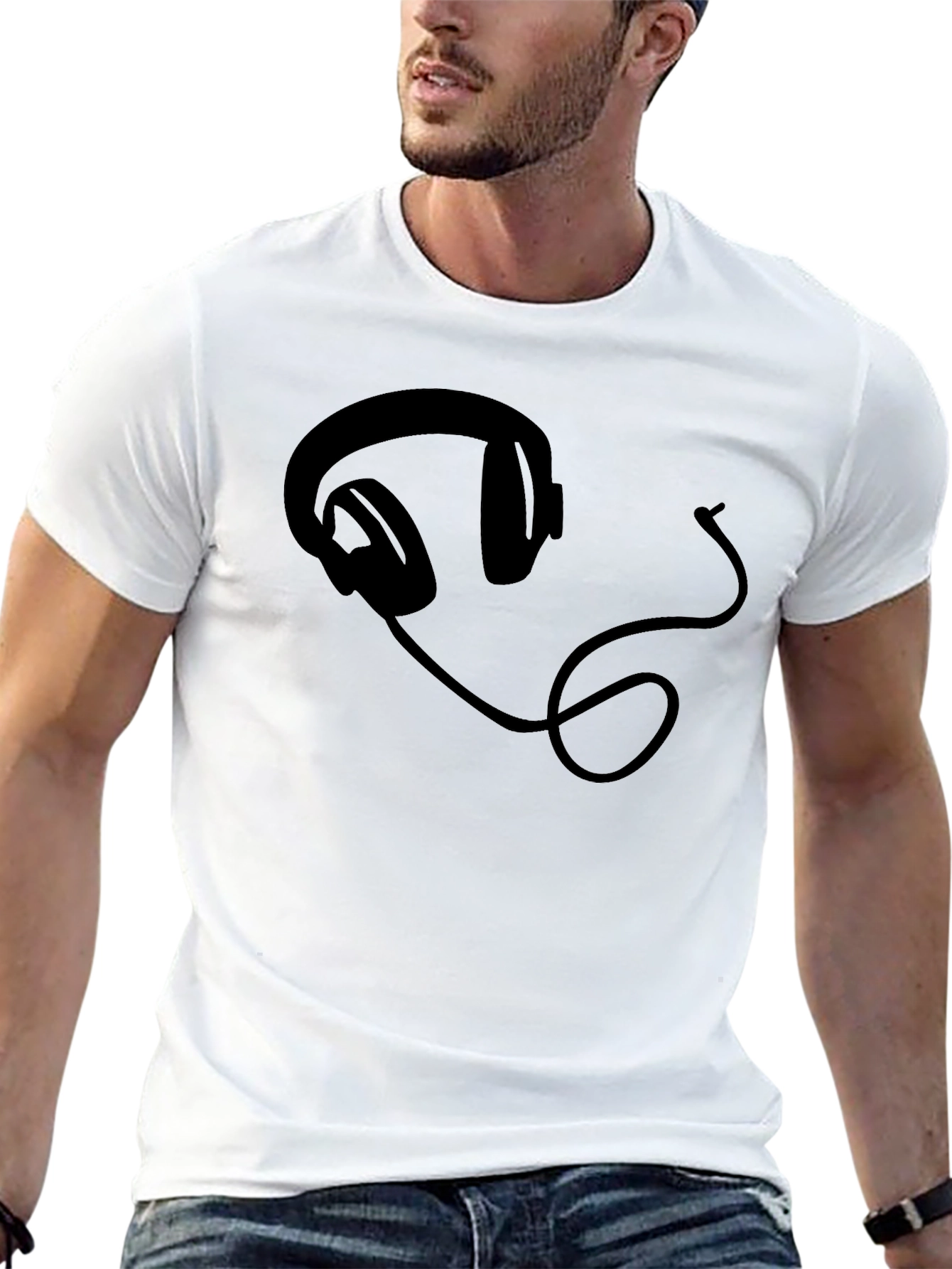 Headphone Graphic Tee - Black