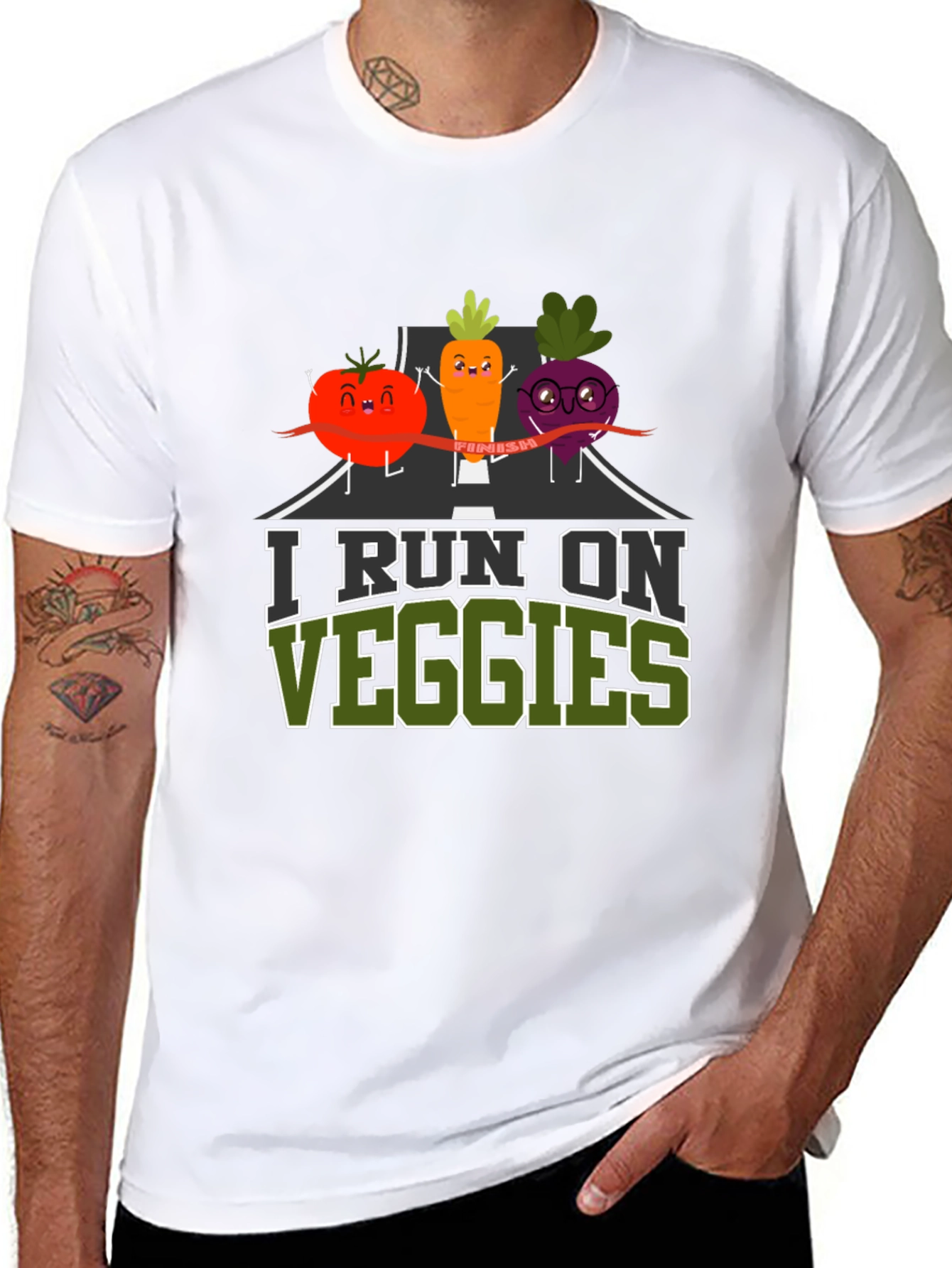 I Run on Veggies T-Shirt - Vegan Fitness Tee
