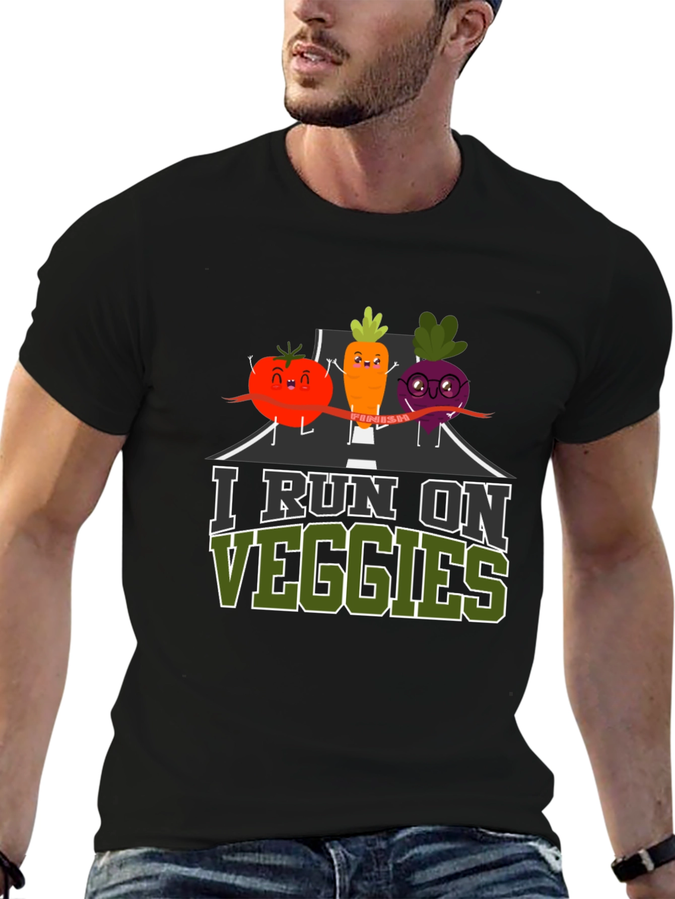 I Run on Veggies T-Shirt - Vegan Fitness Tee