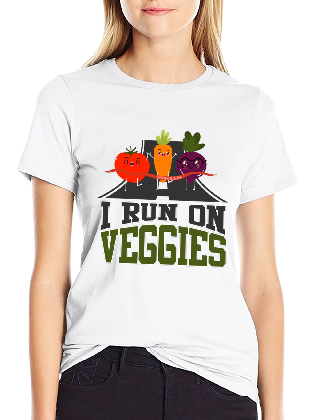 I Run on Veggies T-Shirt - Vegan Fitness Tee