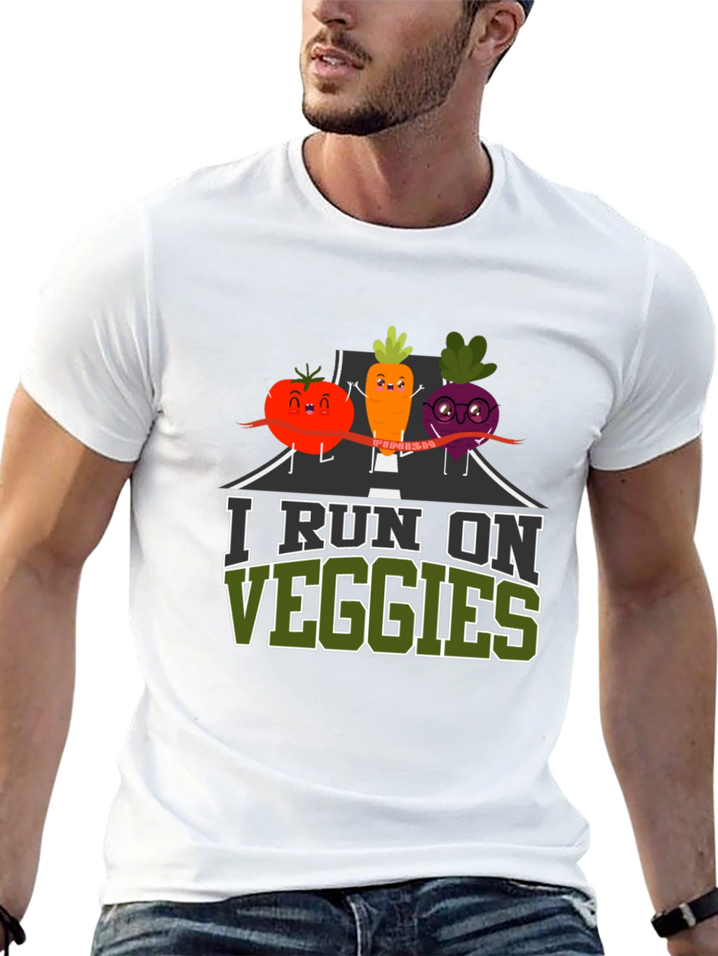 I Run on Veggies T-Shirt - Vegan Fitness Tee
