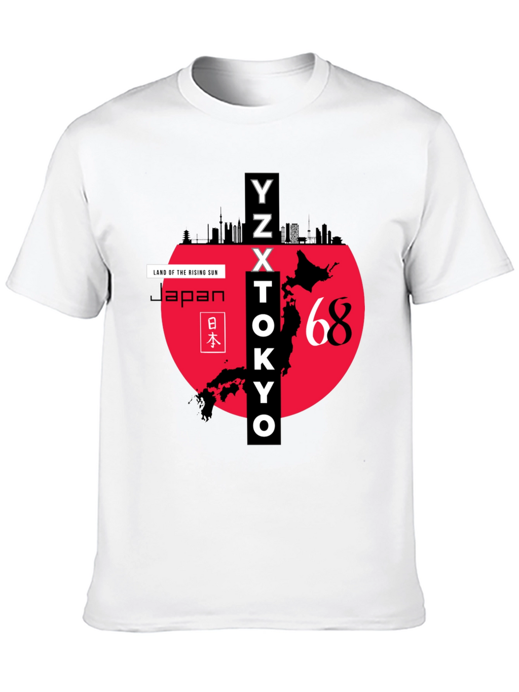 Japan Rising Sun Graphic Tee - Tokyo Skyline