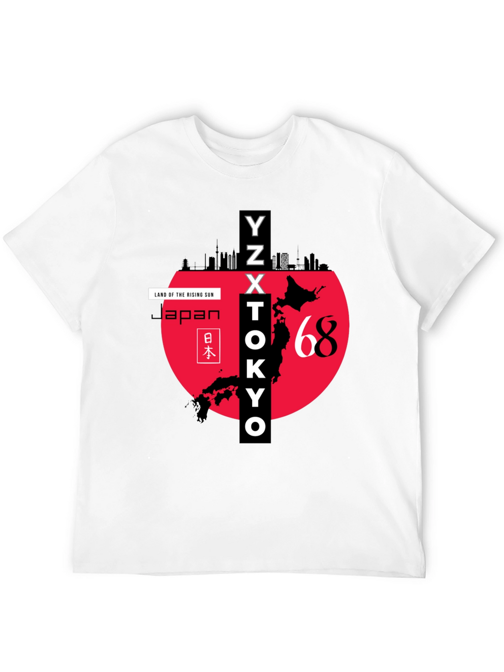 Japan Rising Sun Graphic Tee - Tokyo Skyline