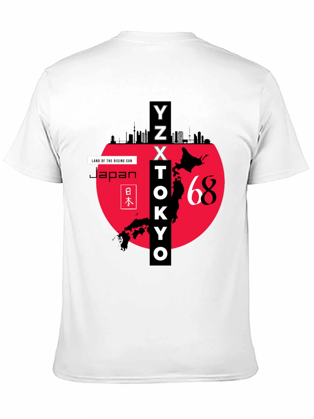 Japan Rising Sun Graphic Tee - Tokyo Skyline