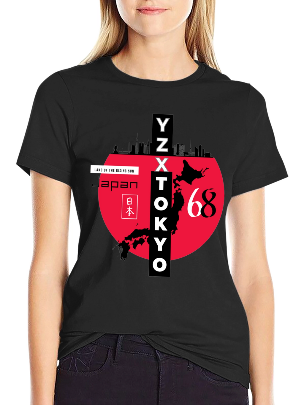 Japan Rising Sun Graphic Tee - Tokyo Skyline