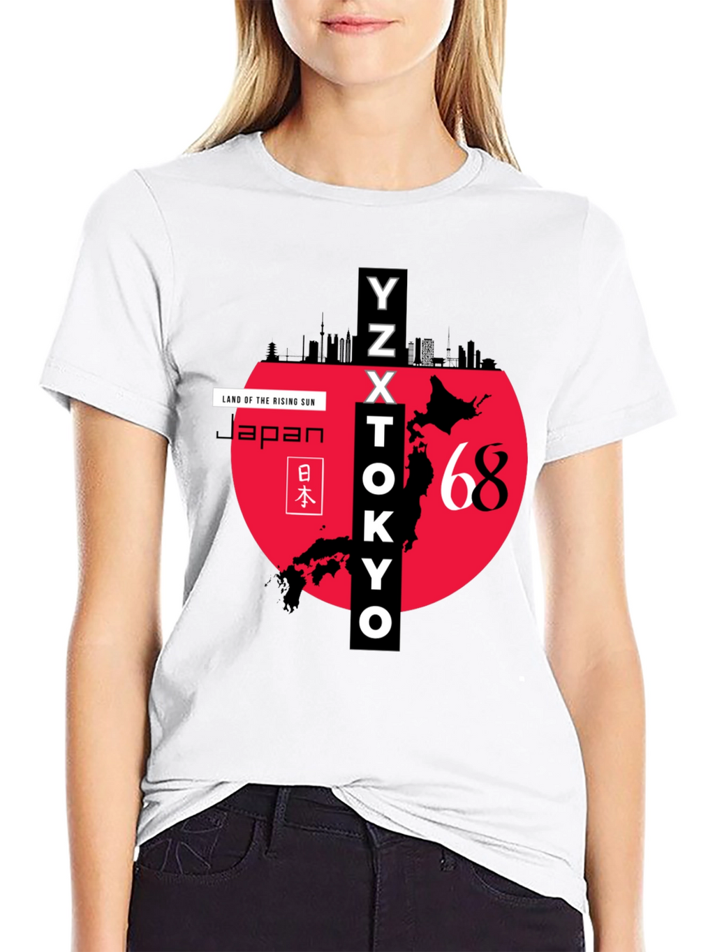 Japan Rising Sun Graphic Tee - Tokyo Skyline