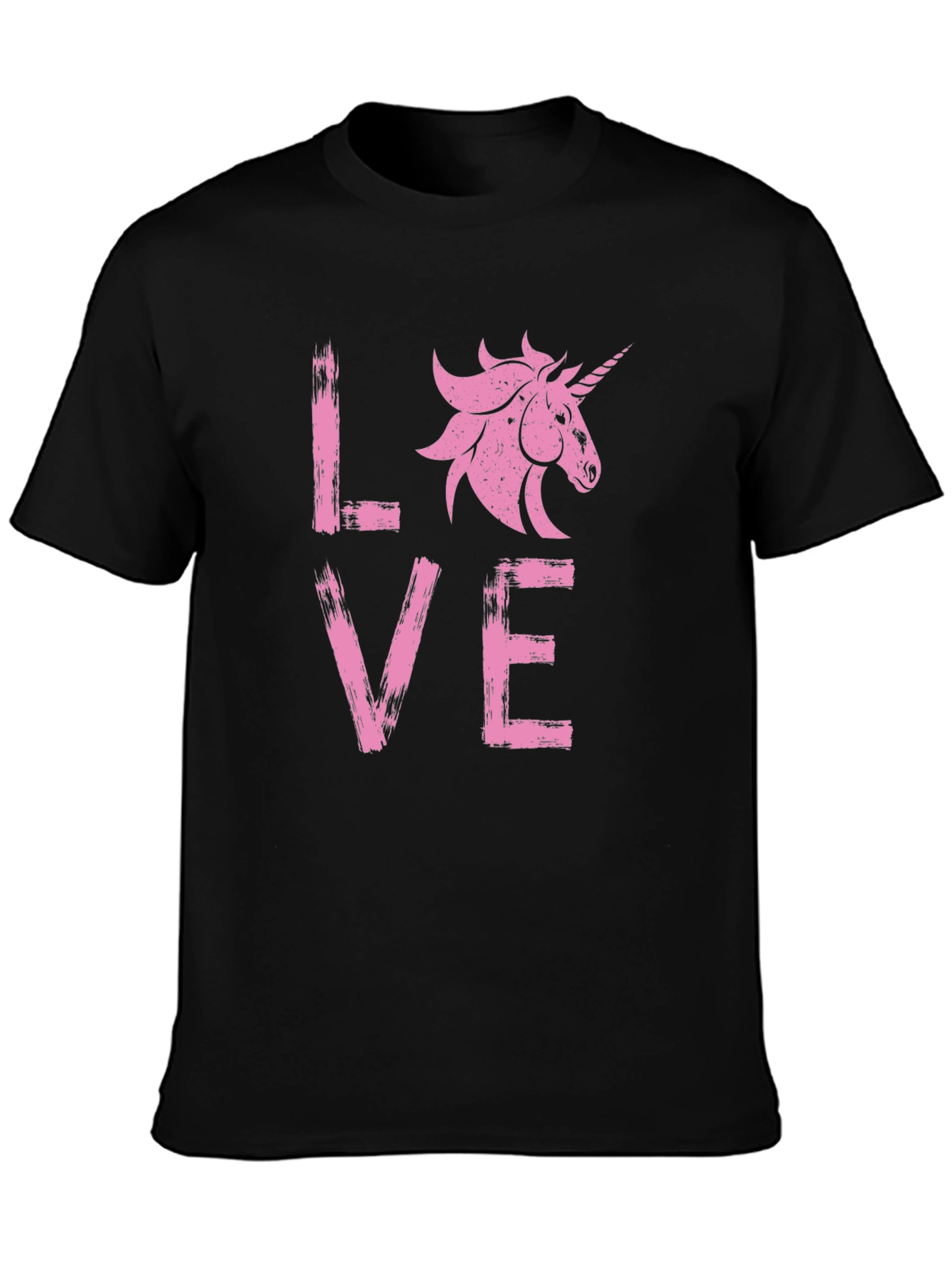 Unicorn Love Graphic Tee - Black Cotton T-Shirt