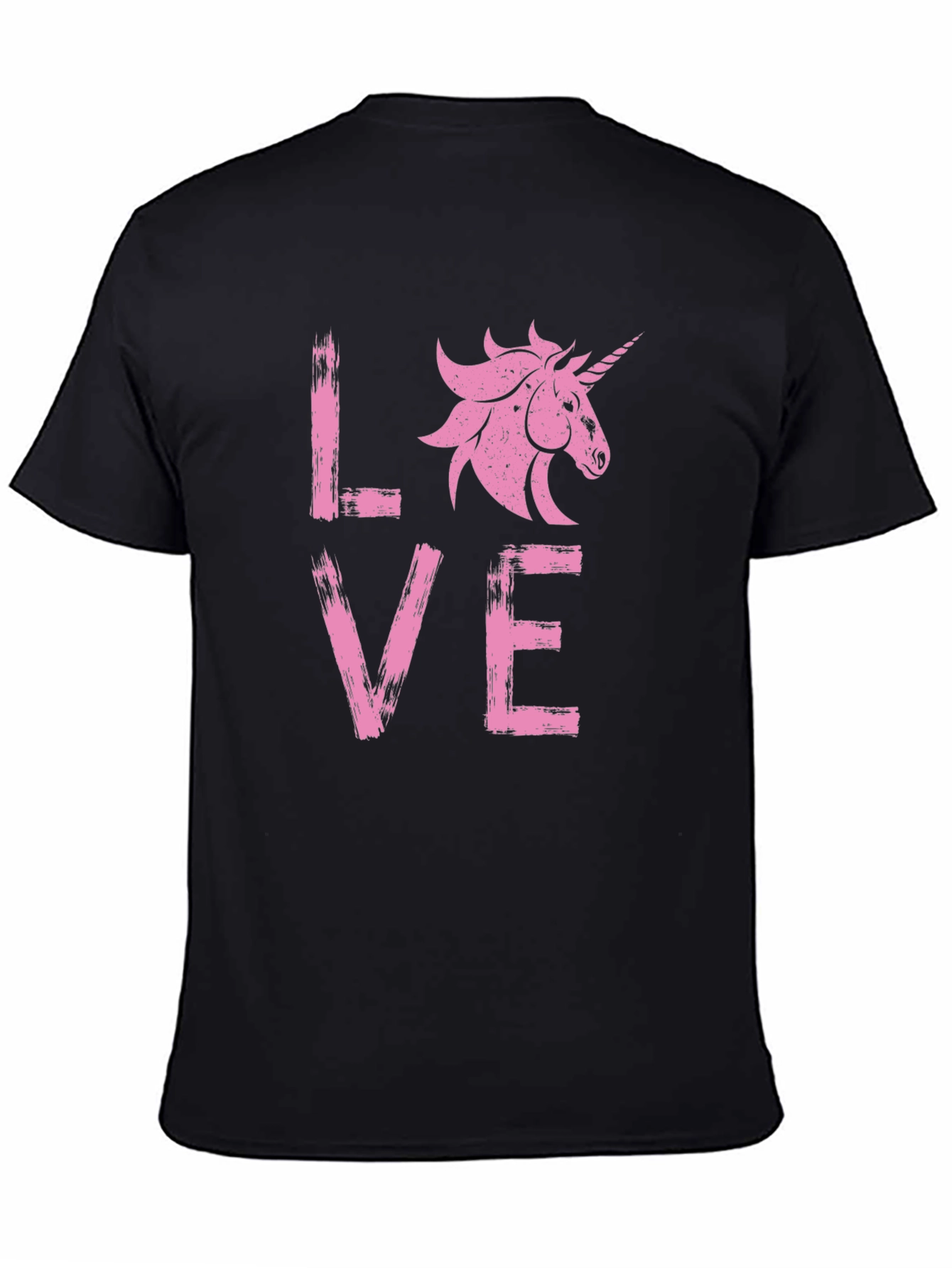 Unicorn Love Graphic Tee - Black Cotton T-Shirt