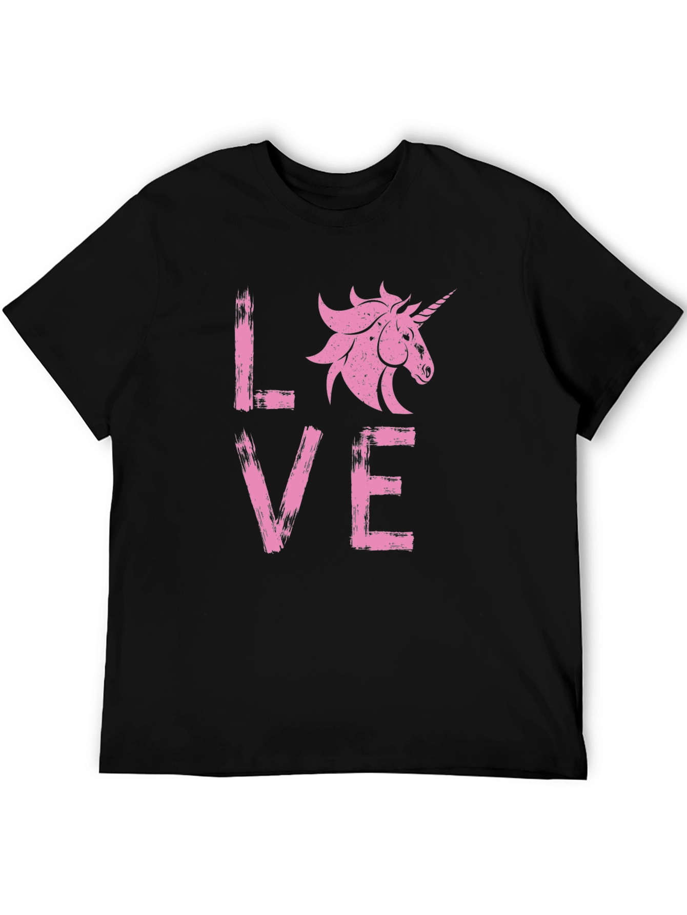 Unicorn Love Graphic Tee - Black Cotton T-Shirt