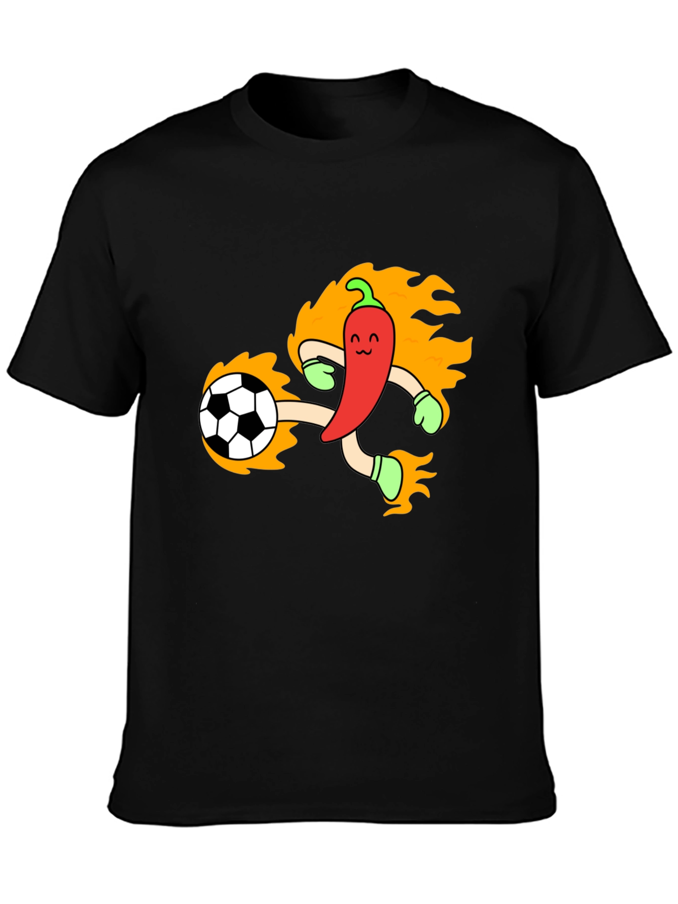 Spicy Soccer T-Shirt - Chili Pepper Kicking Ball