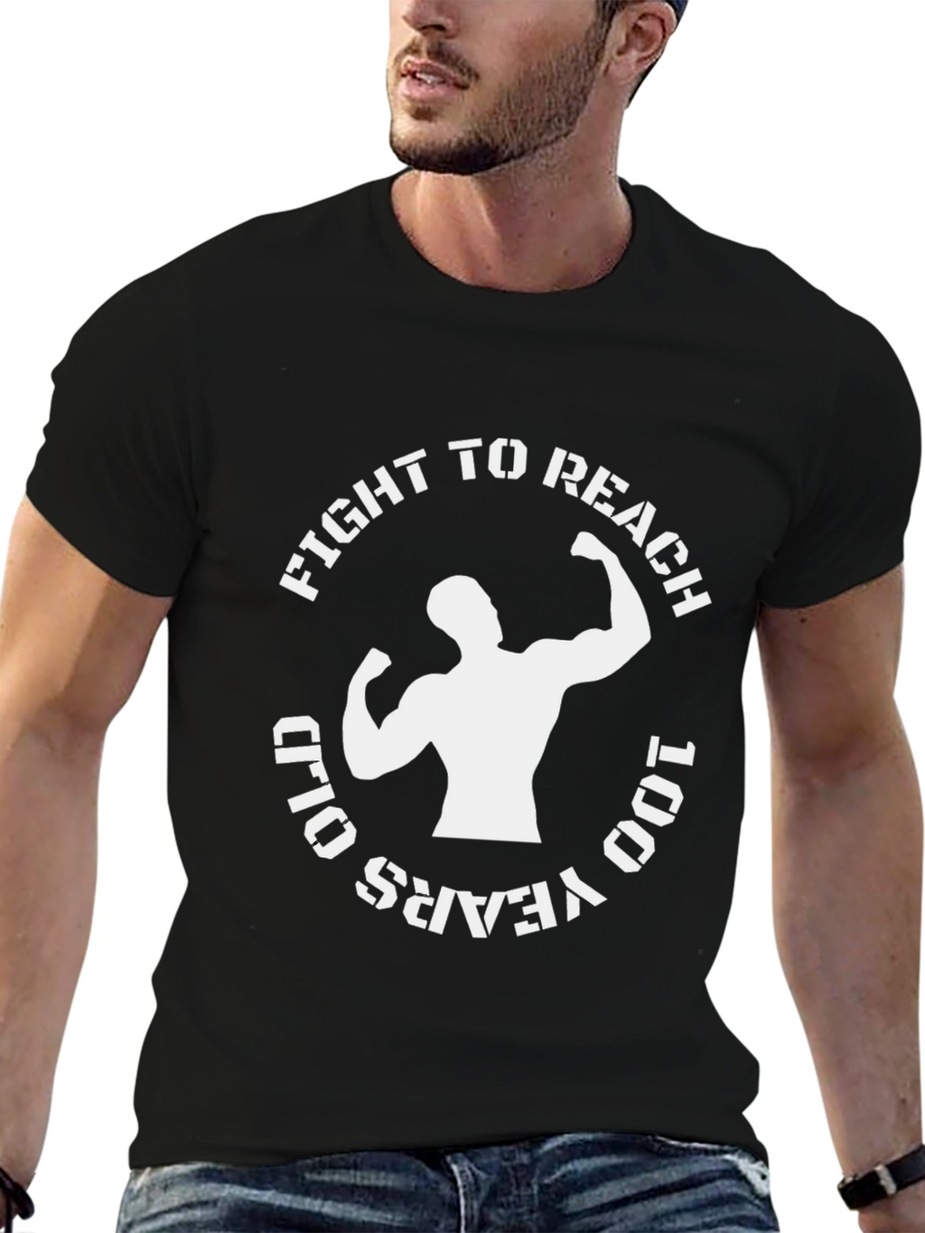 Fight to Reach 100 Years Old Black T-Shirt