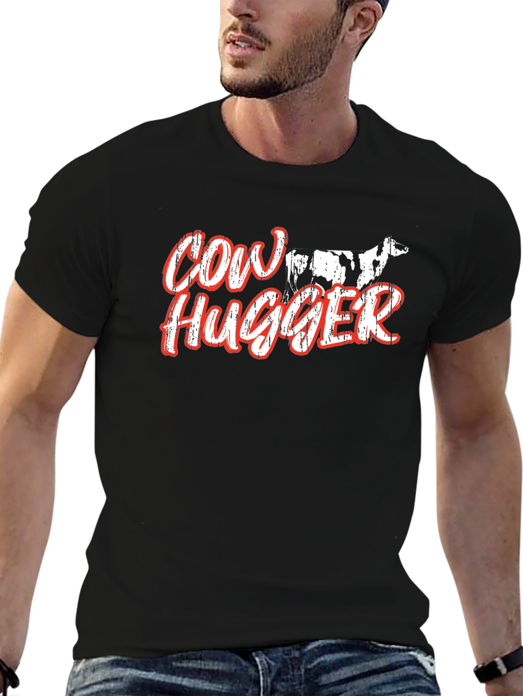 Cow Hugger Graphic T-Shirt - Black