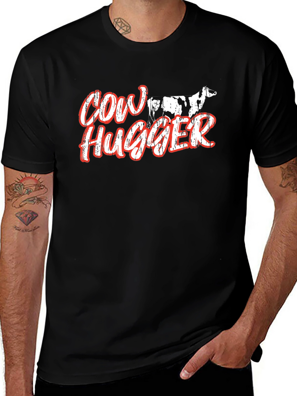 Cow Hugger Graphic T-Shirt - Black