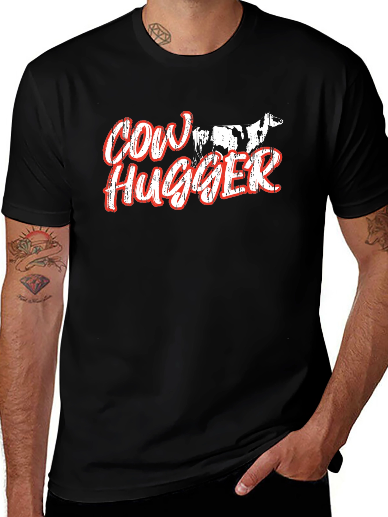 Cow Hugger Graphic T-Shirt - Black