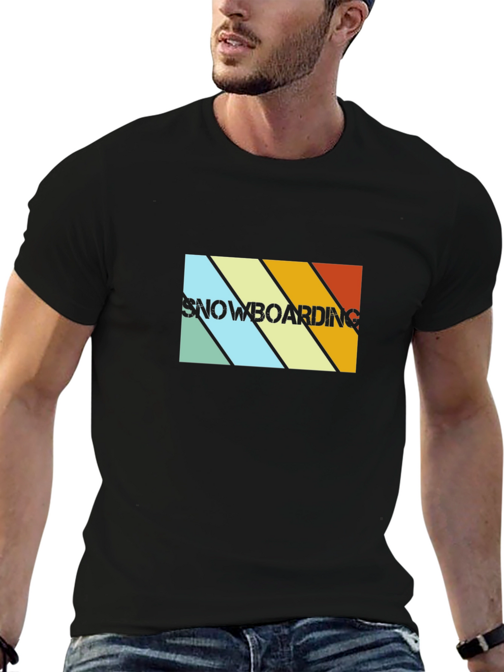 Retro Snowboarding T-Shirt - Black Graphic Tee