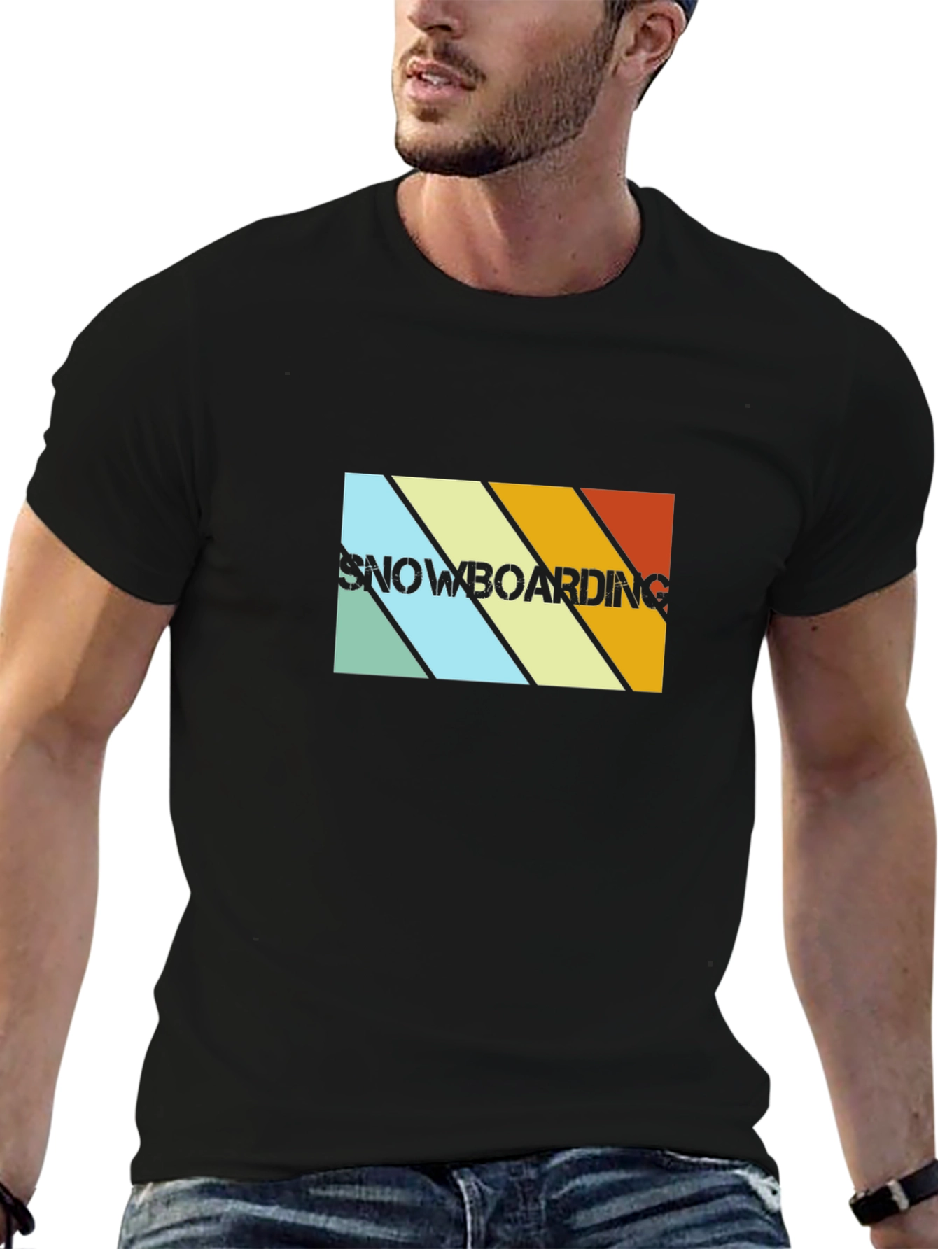 Retro Snowboarding T-Shirt - Black Graphic Tee