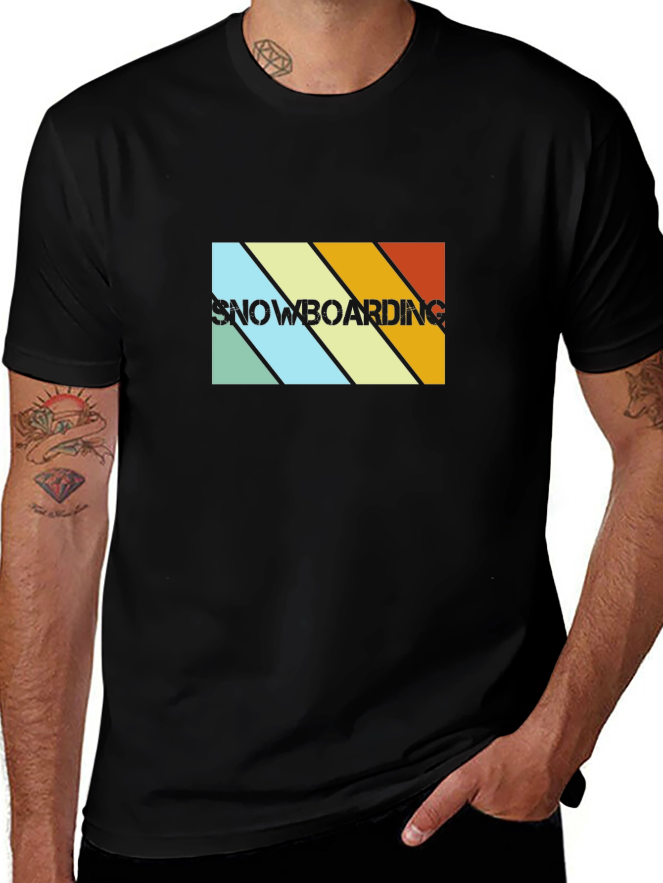 Retro Snowboarding T-Shirt - Black Graphic Tee