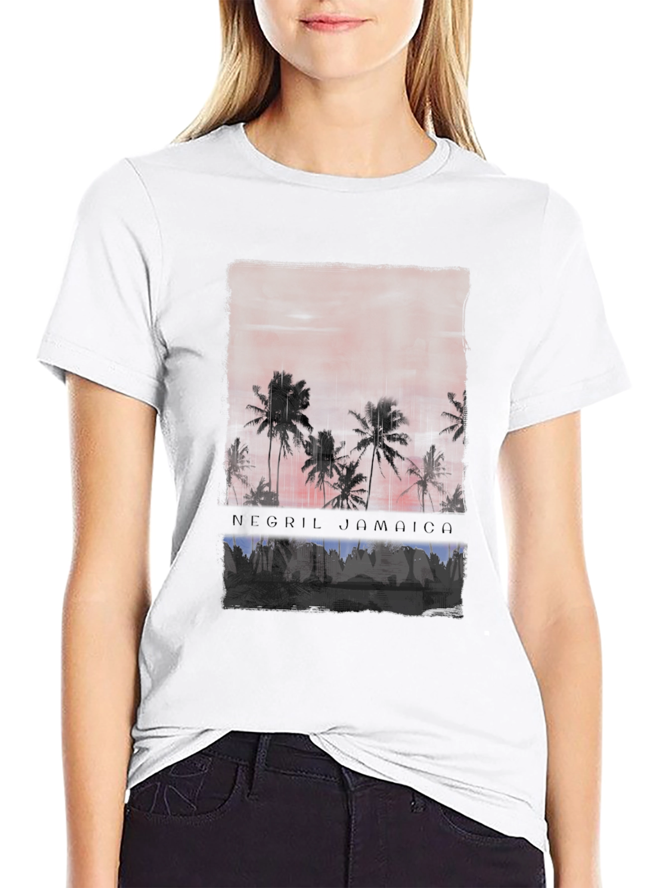 Negril Jamaica Palm Tree Sunset T-Shirt