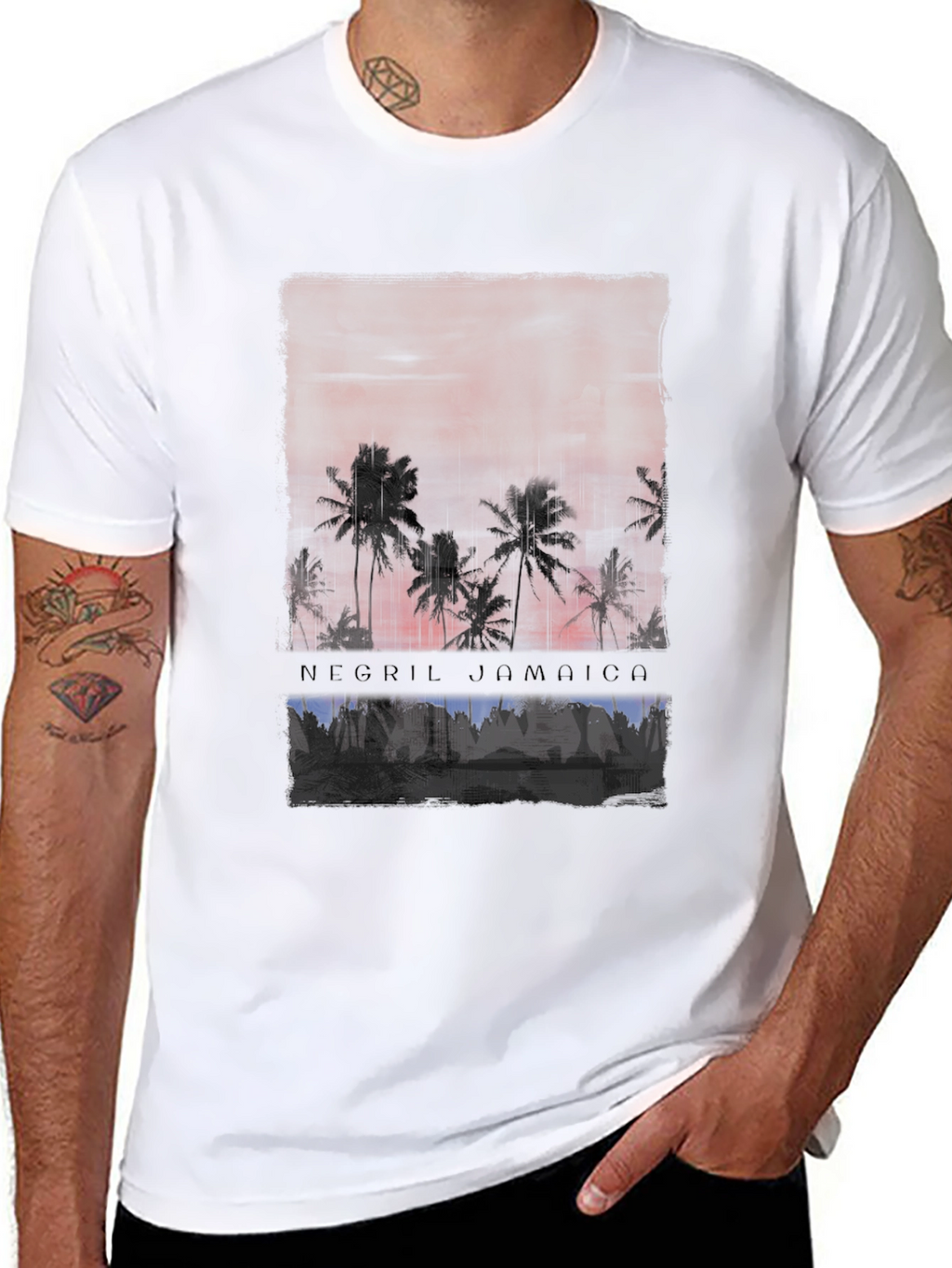 Negril Jamaica Palm Tree Sunset T-Shirt