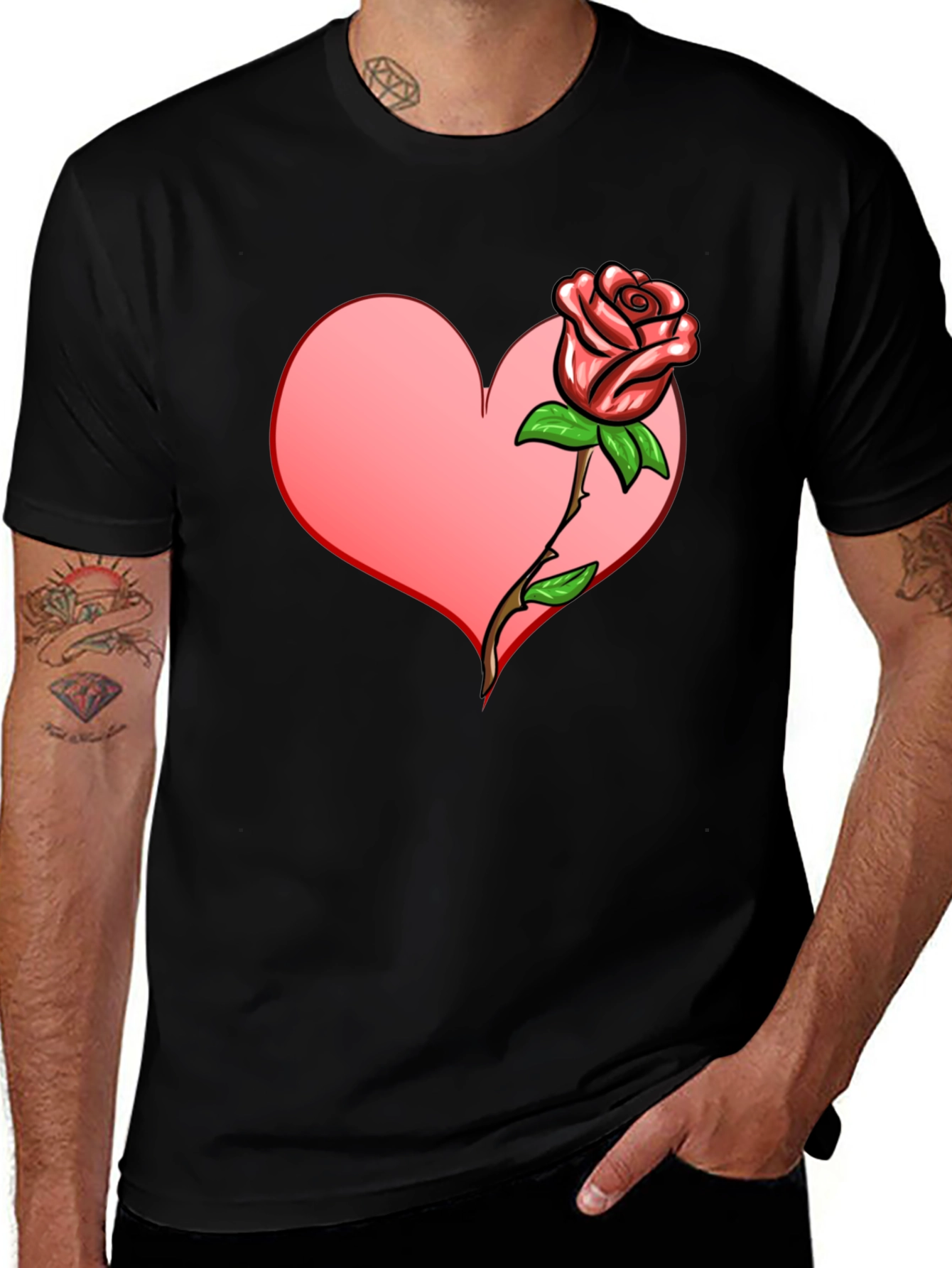 Heart & Rose Graphic T-Shirt