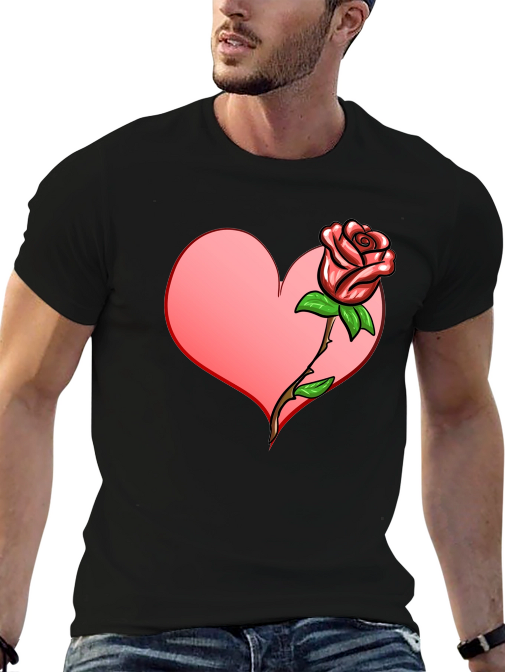 Heart & Rose Graphic T-Shirt