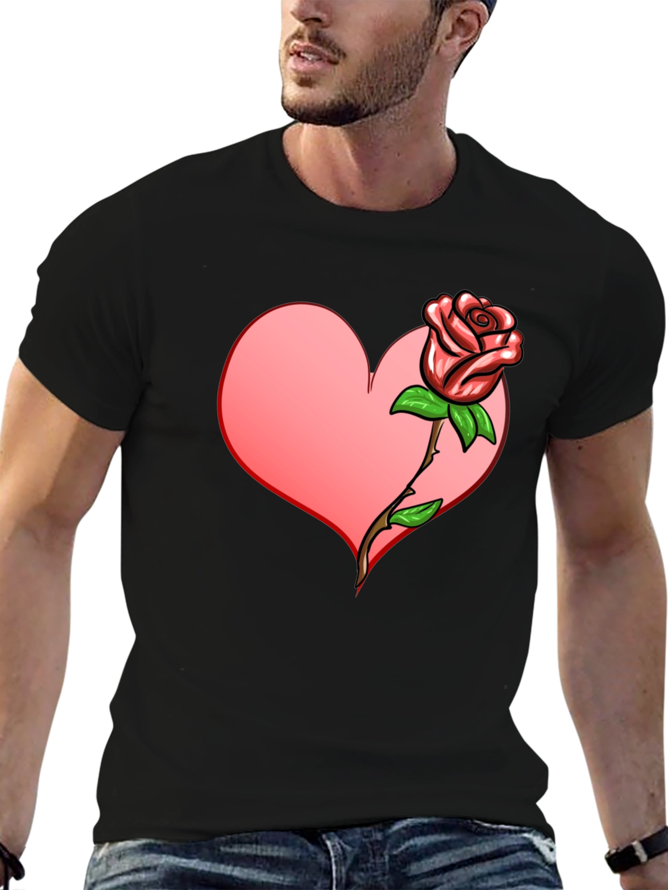 Heart & Rose Graphic T-Shirt