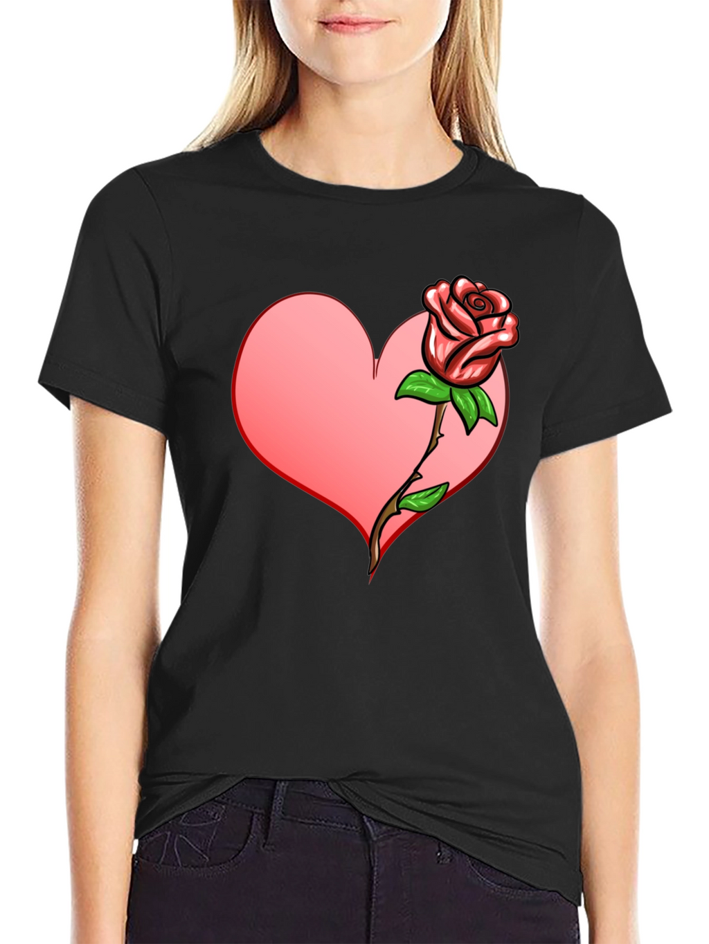 Heart & Rose Graphic T-Shirt