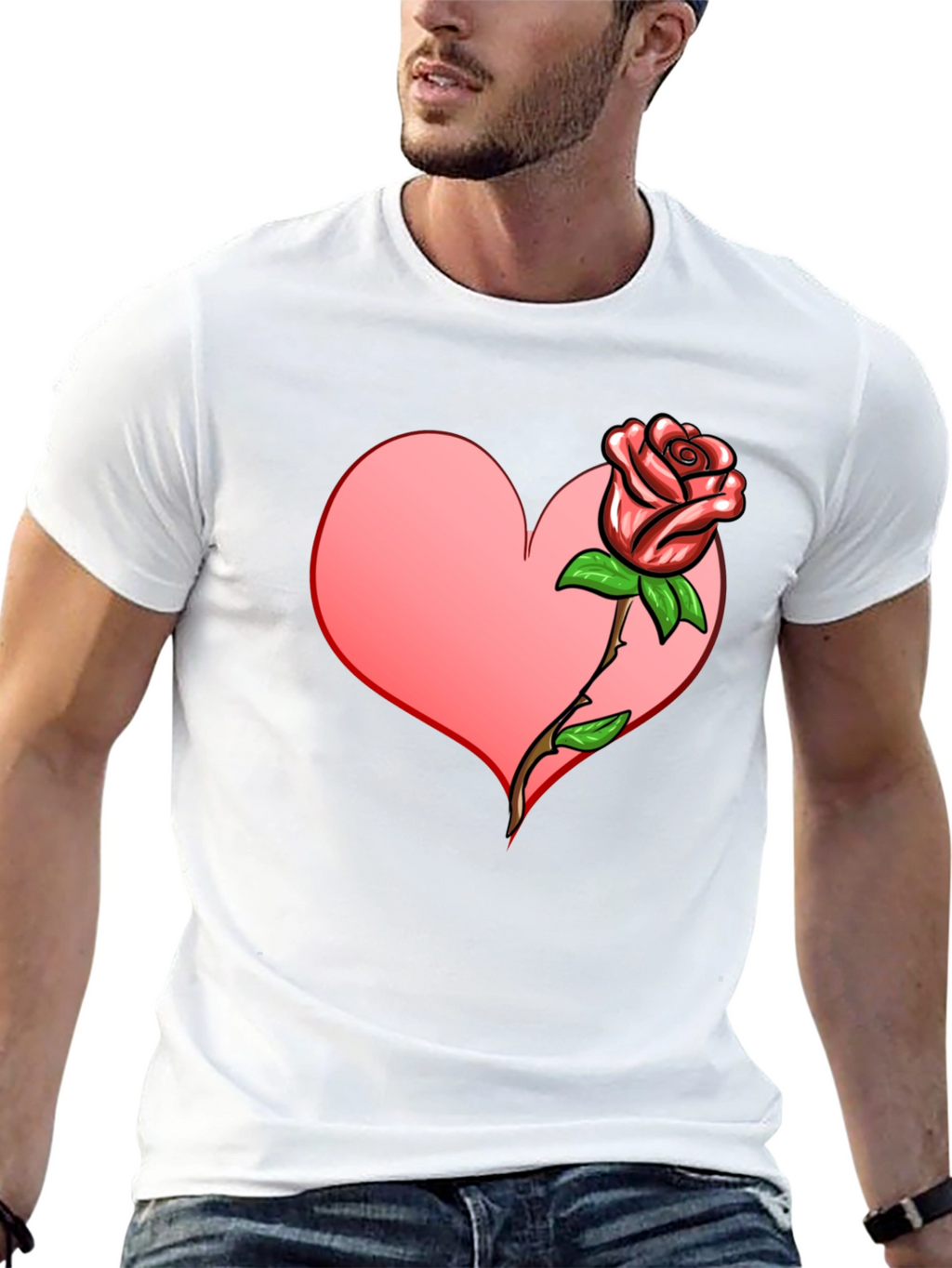 Heart & Rose Graphic T-Shirt