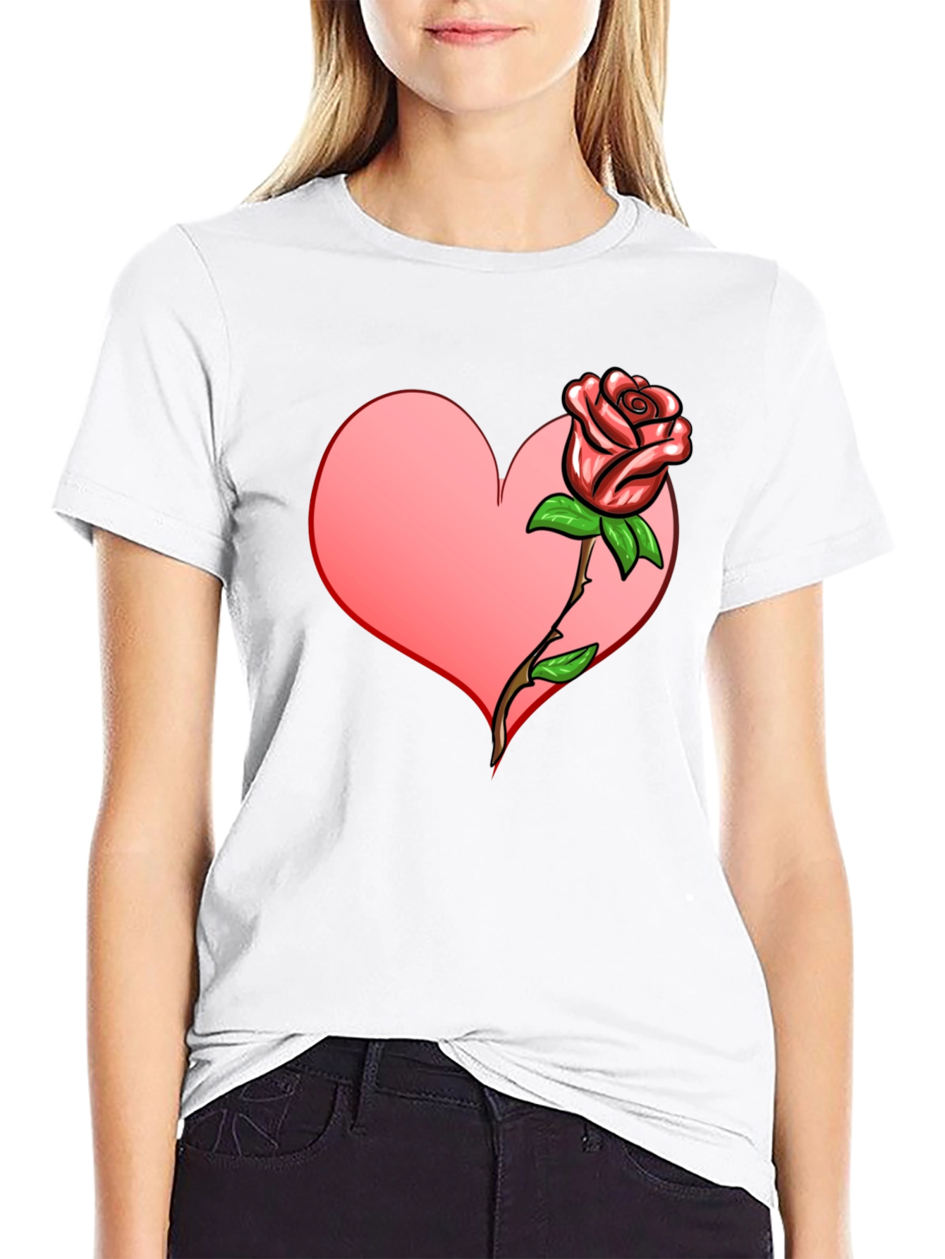 Heart & Rose Graphic T-Shirt