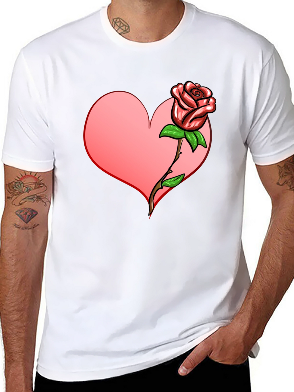 Heart & Rose Graphic T-Shirt