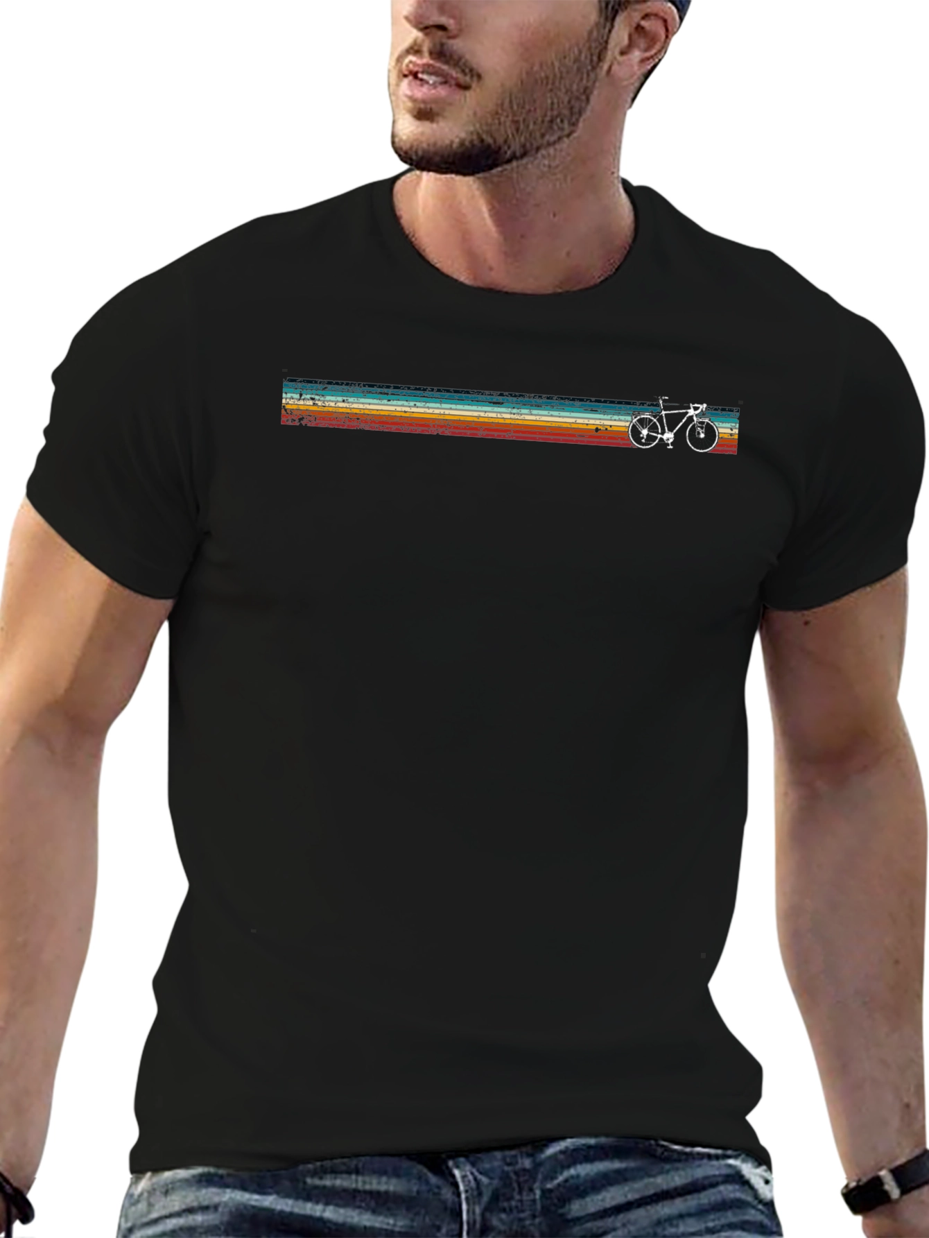 Retro Bike Stripes Graphic T-Shirt