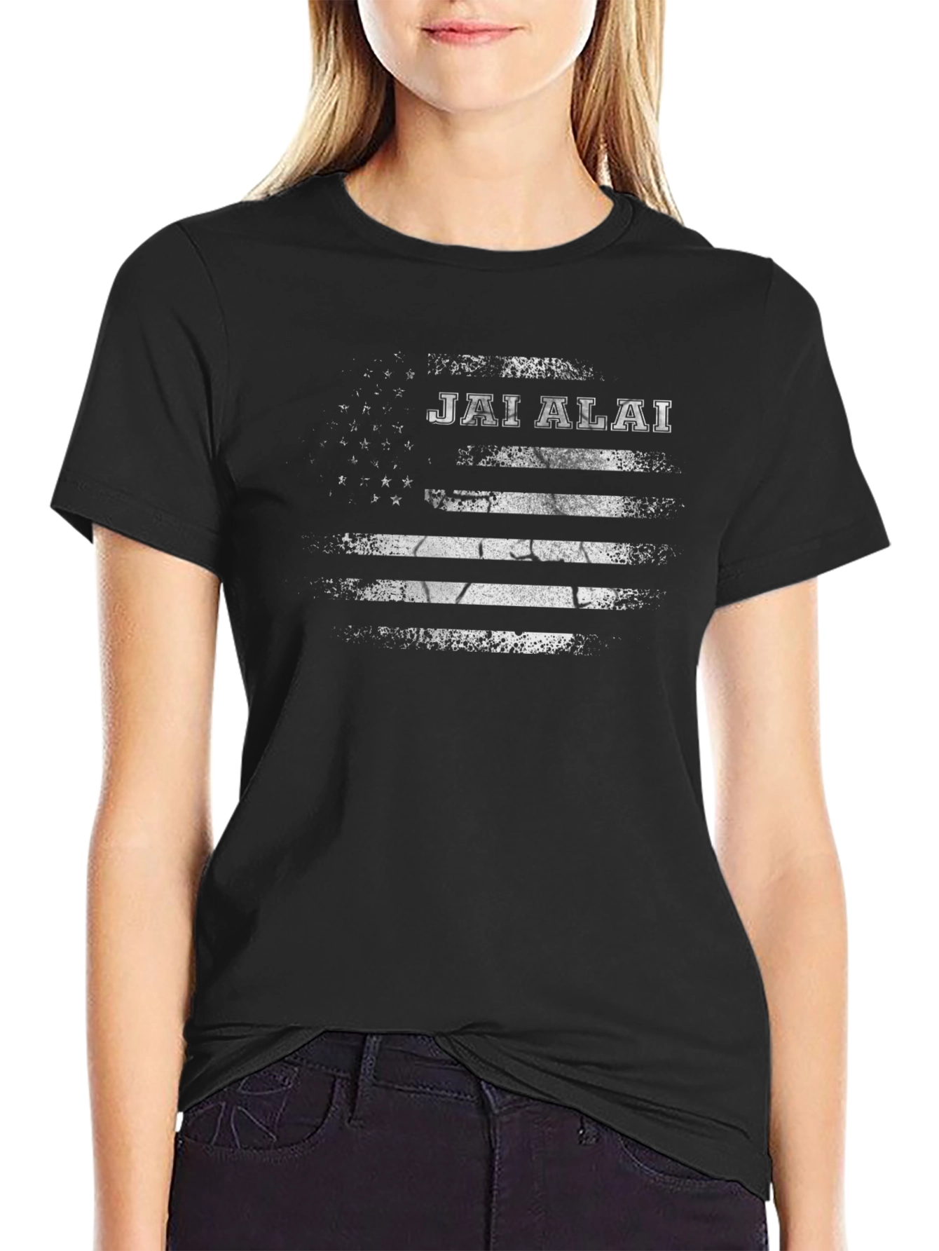Jai Alai American Flag Graphic T-Shirt