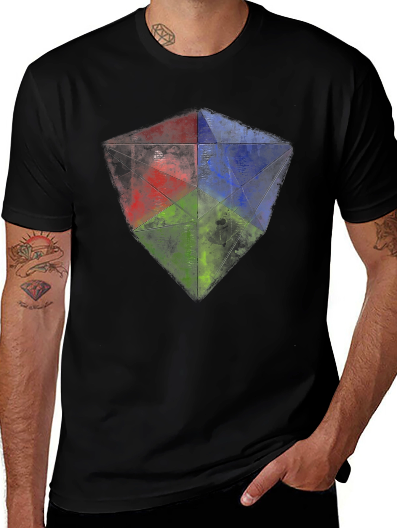 RGB Geometric Graphic Tee - Mens Black T-Shirt