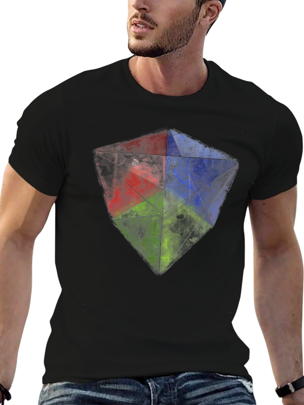 RGB Geometric Graphic Tee - Mens Black T-Shirt