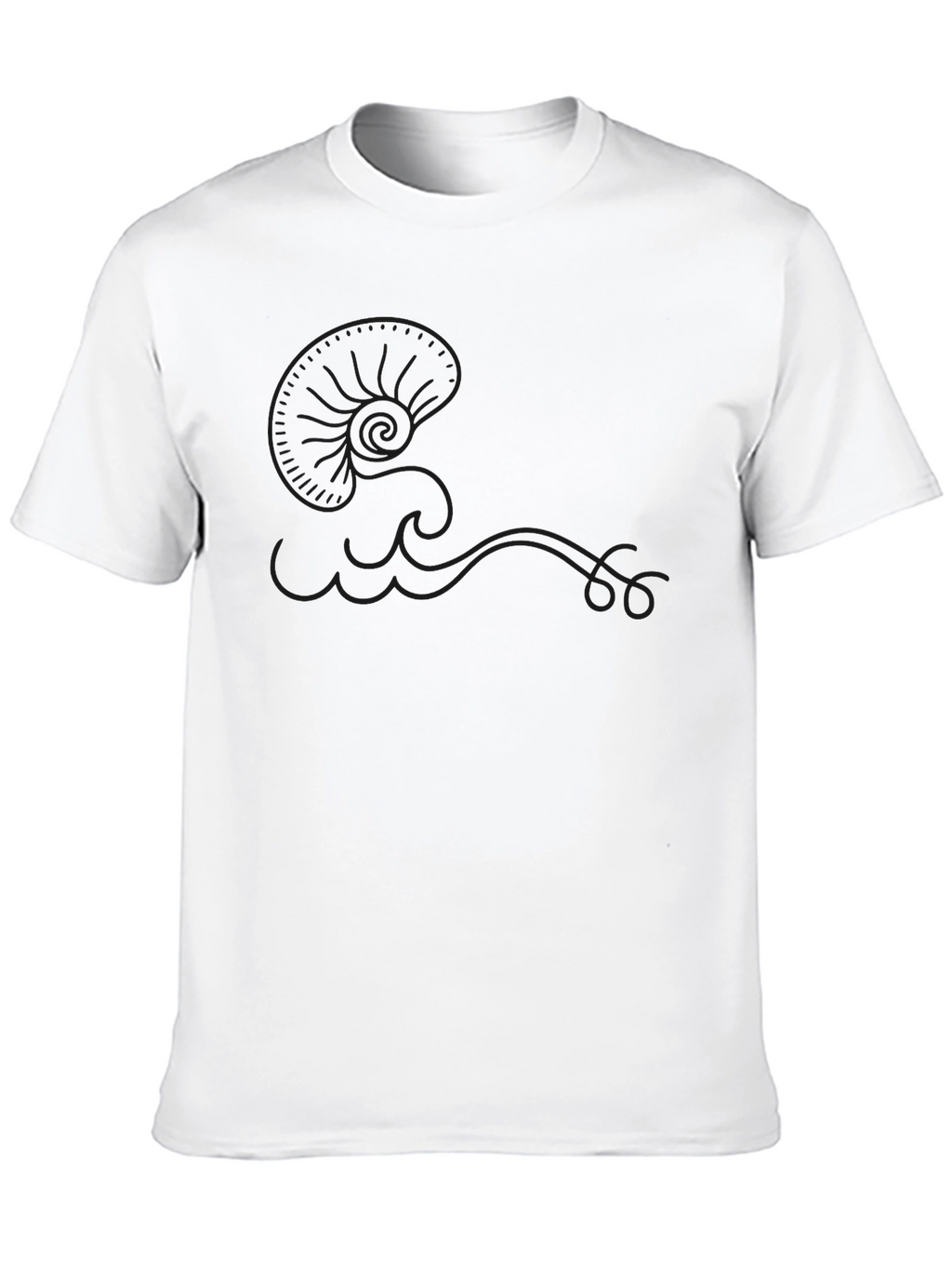 Mens Black Cotton T-Shirt - Wave Design