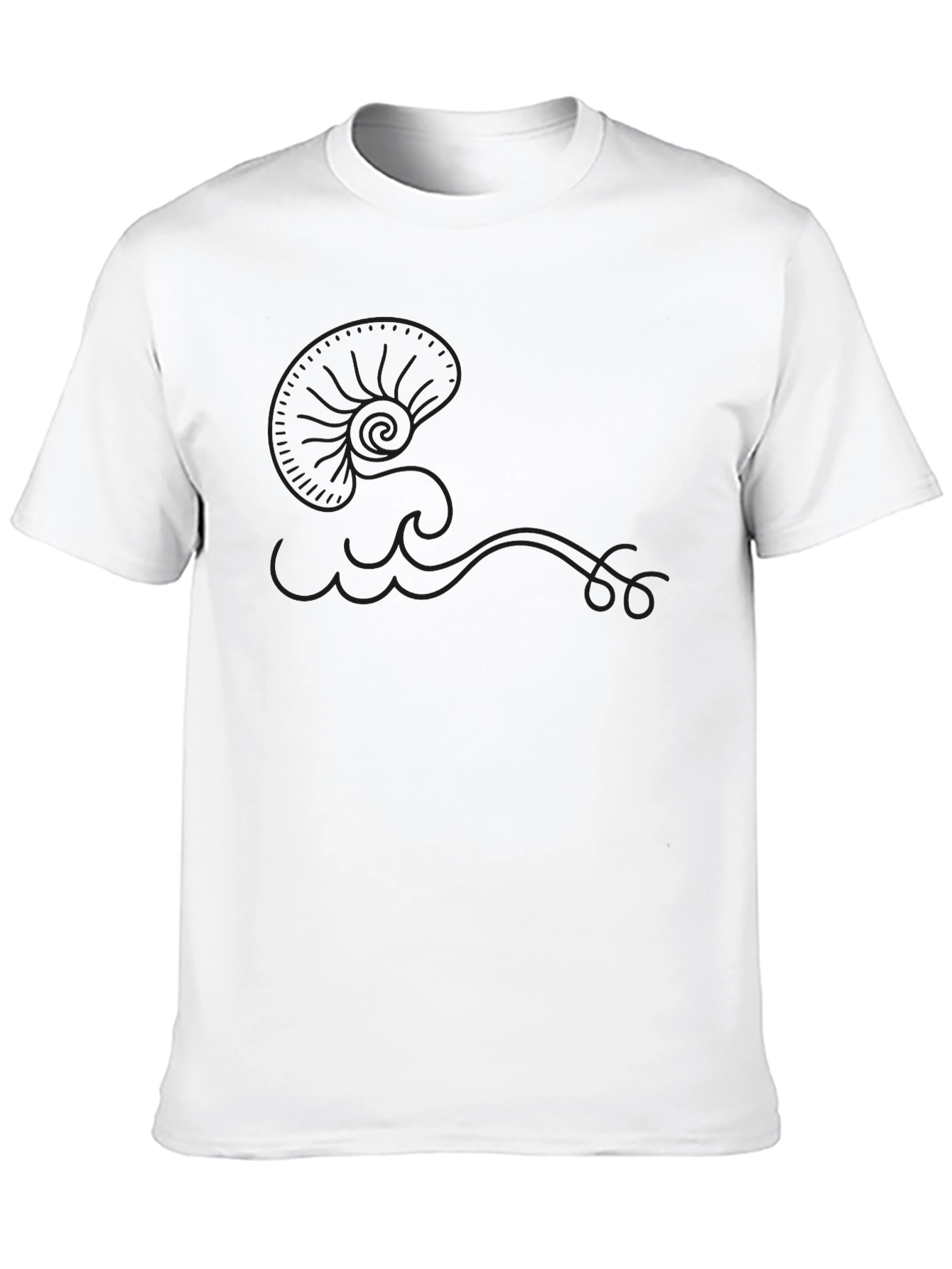 Mens Black Cotton T-Shirt - Wave Design
